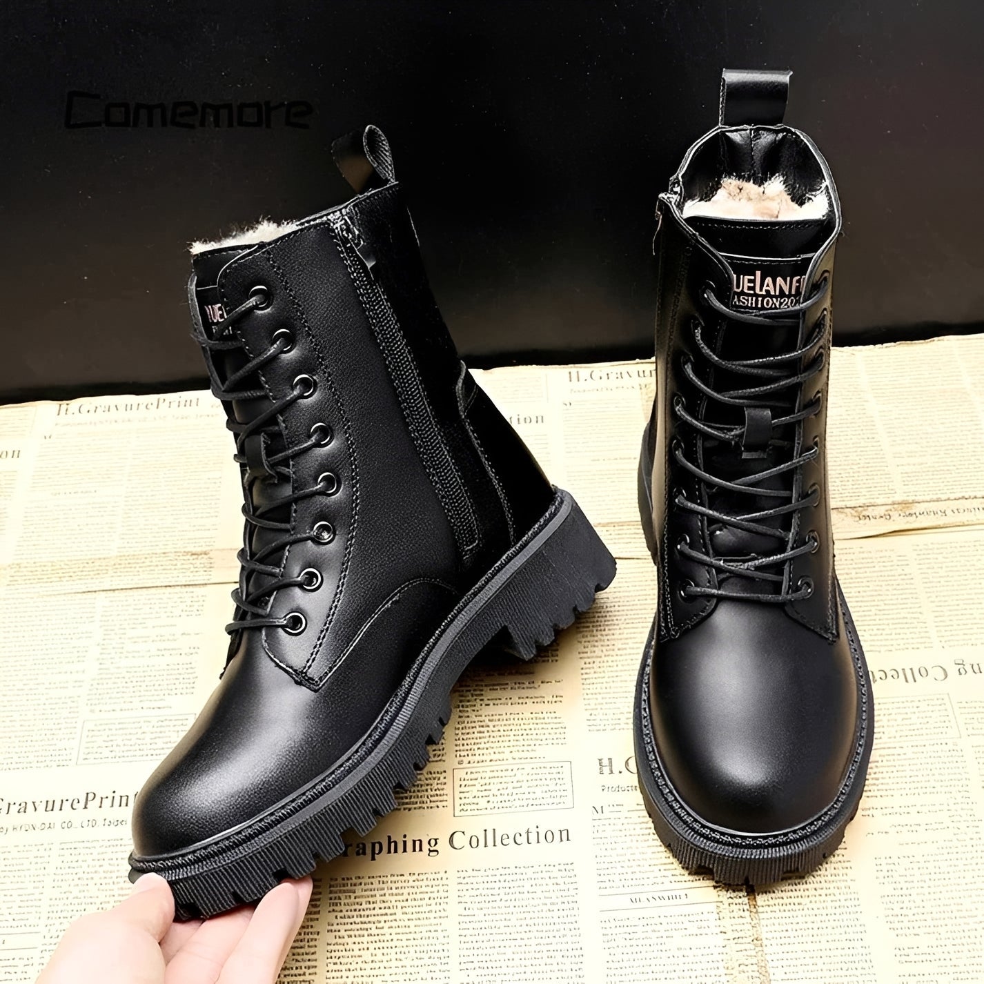 Adelpha - Czarne buty na zimową pogodę