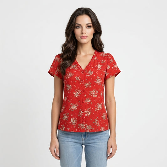 Czerwona bawełniana bluzka