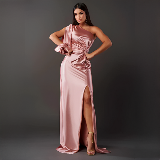 Zevianna - Elegancka Sukienka Maxi na Jedno Ramię