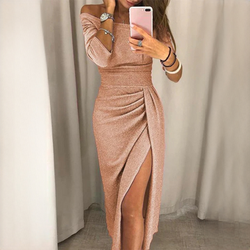 Leila - Elegancka sukienka maxi z zakładkami