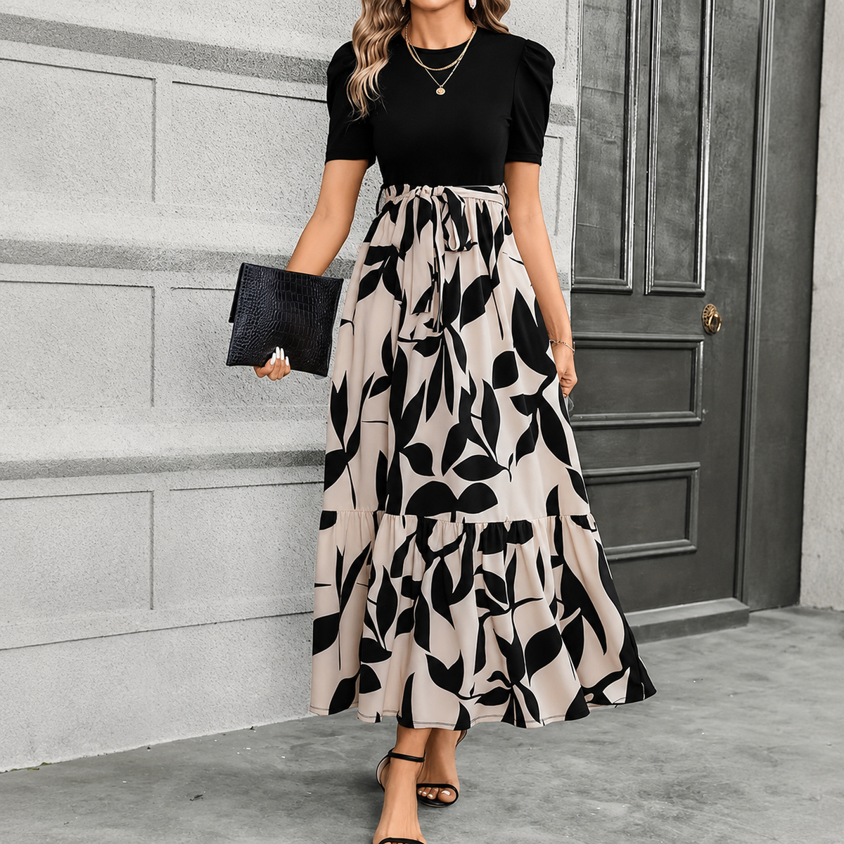 Ynna - Elegancka i Szykowna Sukienka w Kwiaty
