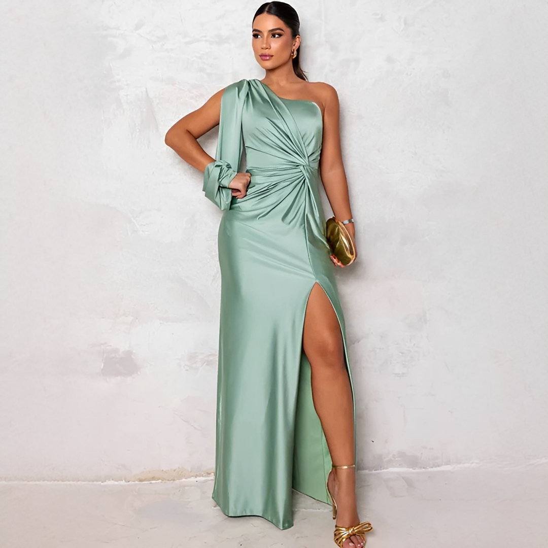 Zevianna - Elegancka Sukienka Maxi na Jedno Ramię