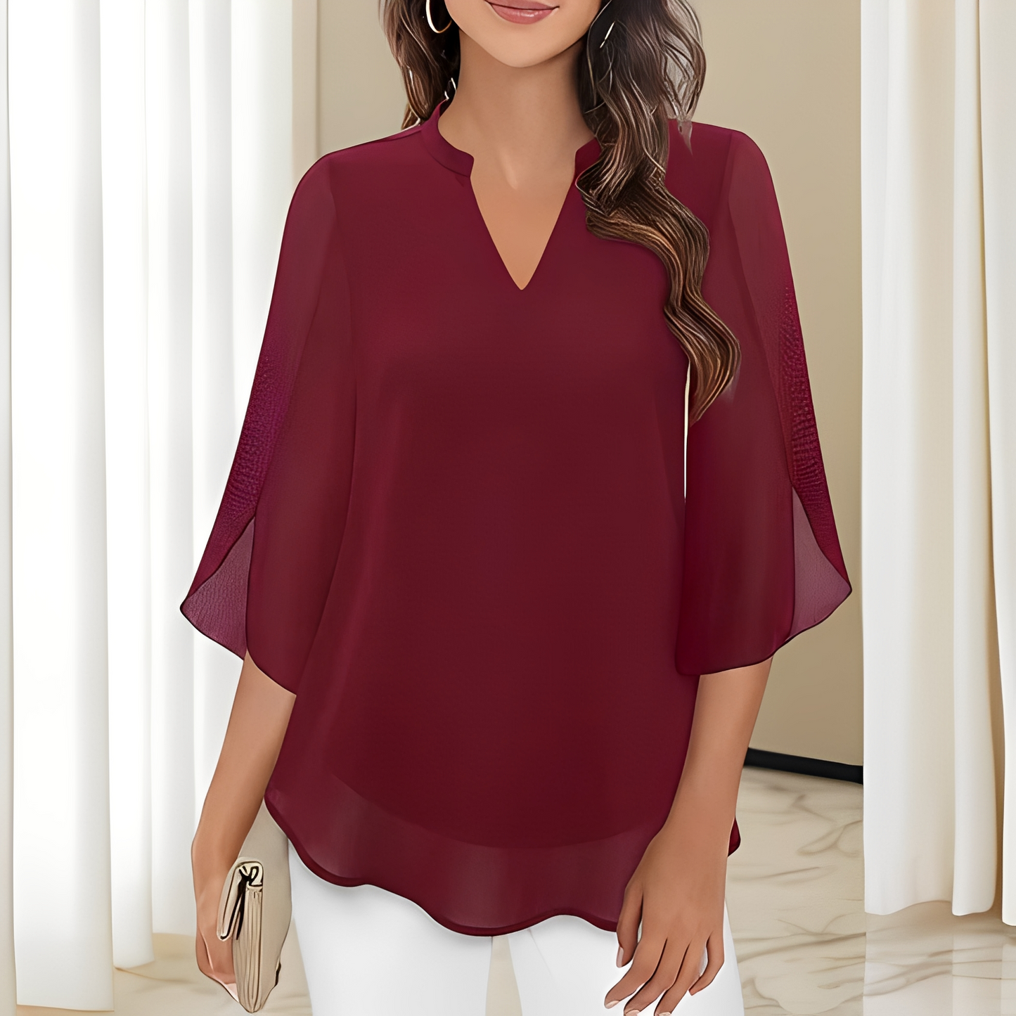 Brianna - Stylowa i Elegancka Bluzka z Dekoltem V
