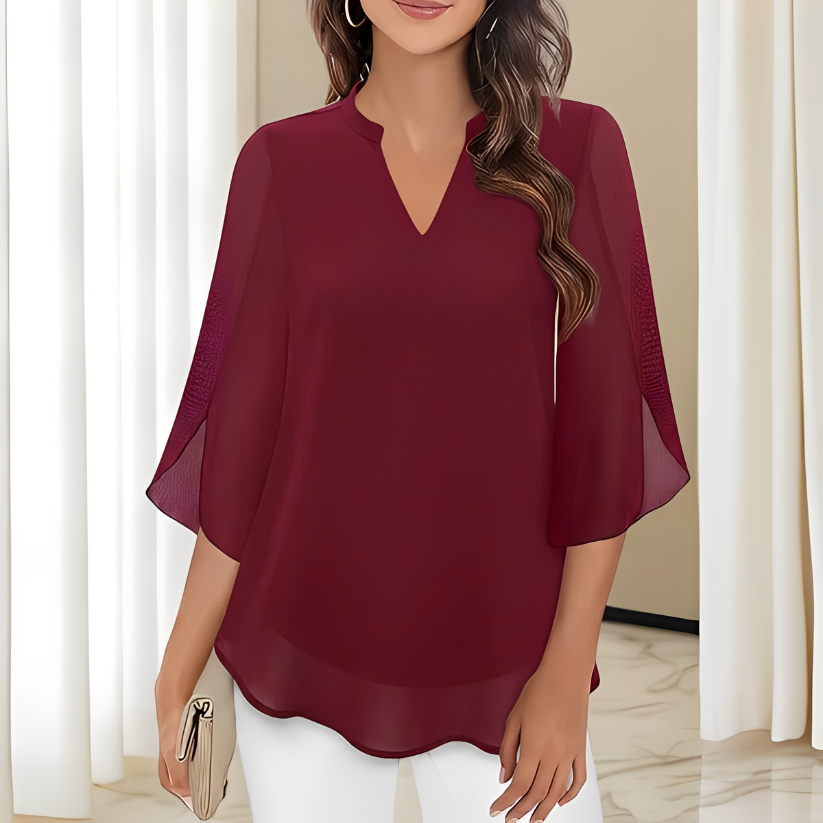 Brianna - Stylowa i Elegancka Bluzka z Dekoltem V