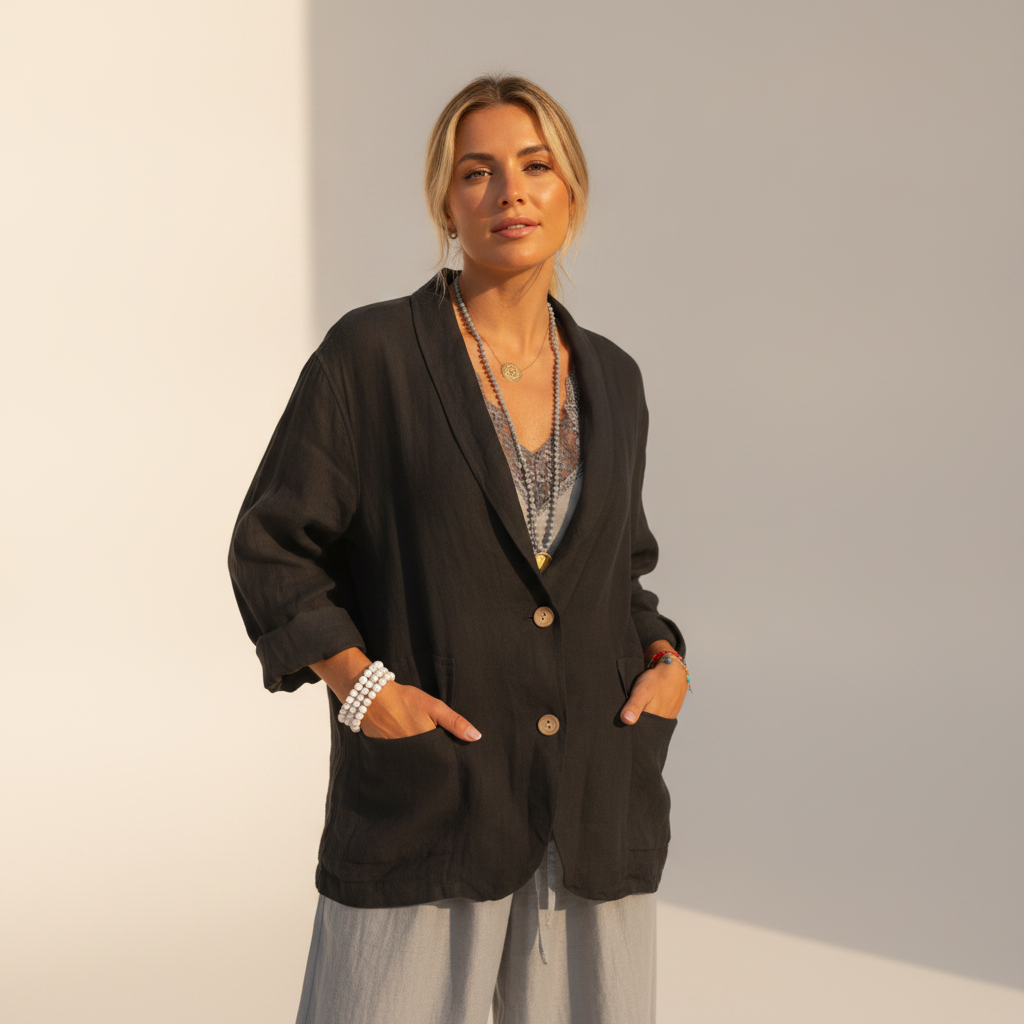 Jessica - Luźna i przewiewna bluzka z guzikami