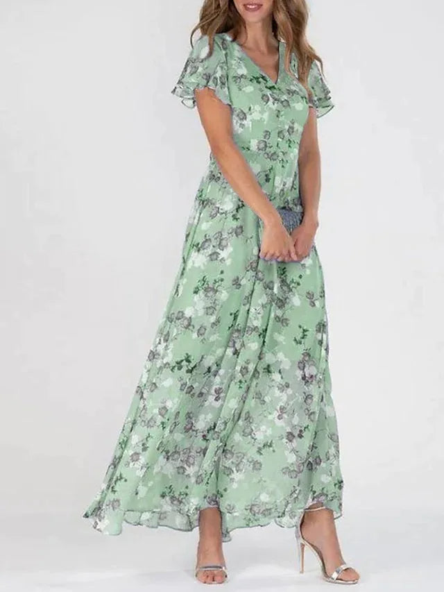 Vicky - Zwiewna Maxi Sukienka w Kwiaty