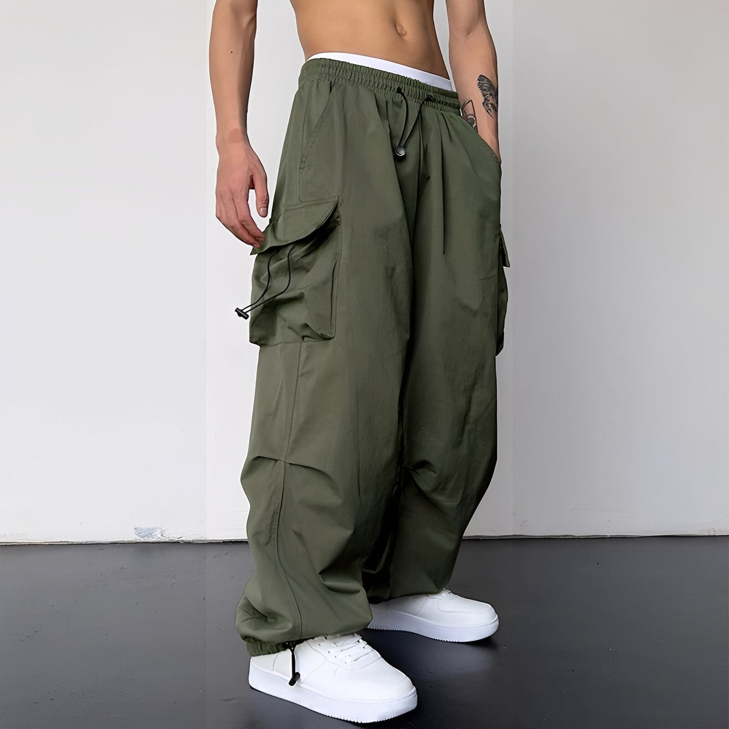 Kaleb - Swobodne spodnie cargo w stylu loose-fit