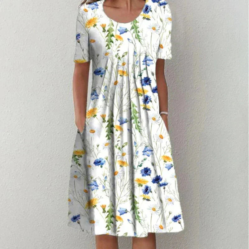 Emma - Elegancka Sukienka Mini z Okrągłym Dekoltem