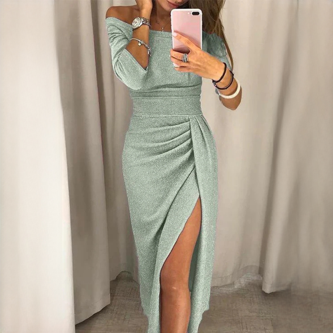 Leila - Elegancka sukienka maxi z zakładkami