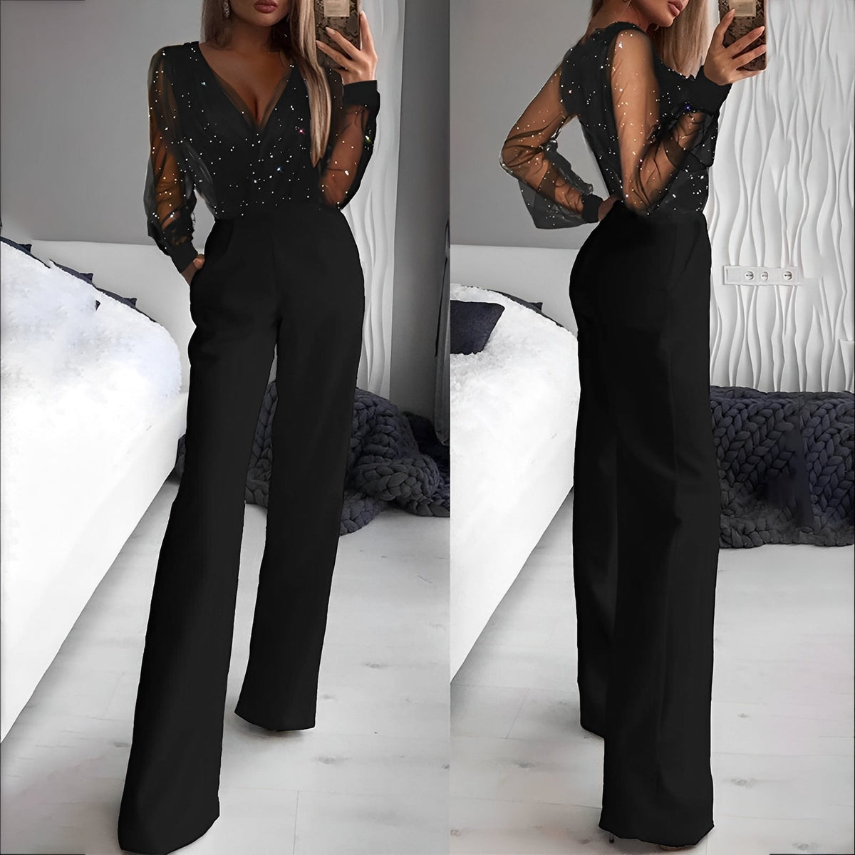 Alissa - Stylowy Jumpsuit z V-dekoltem dla kobiet