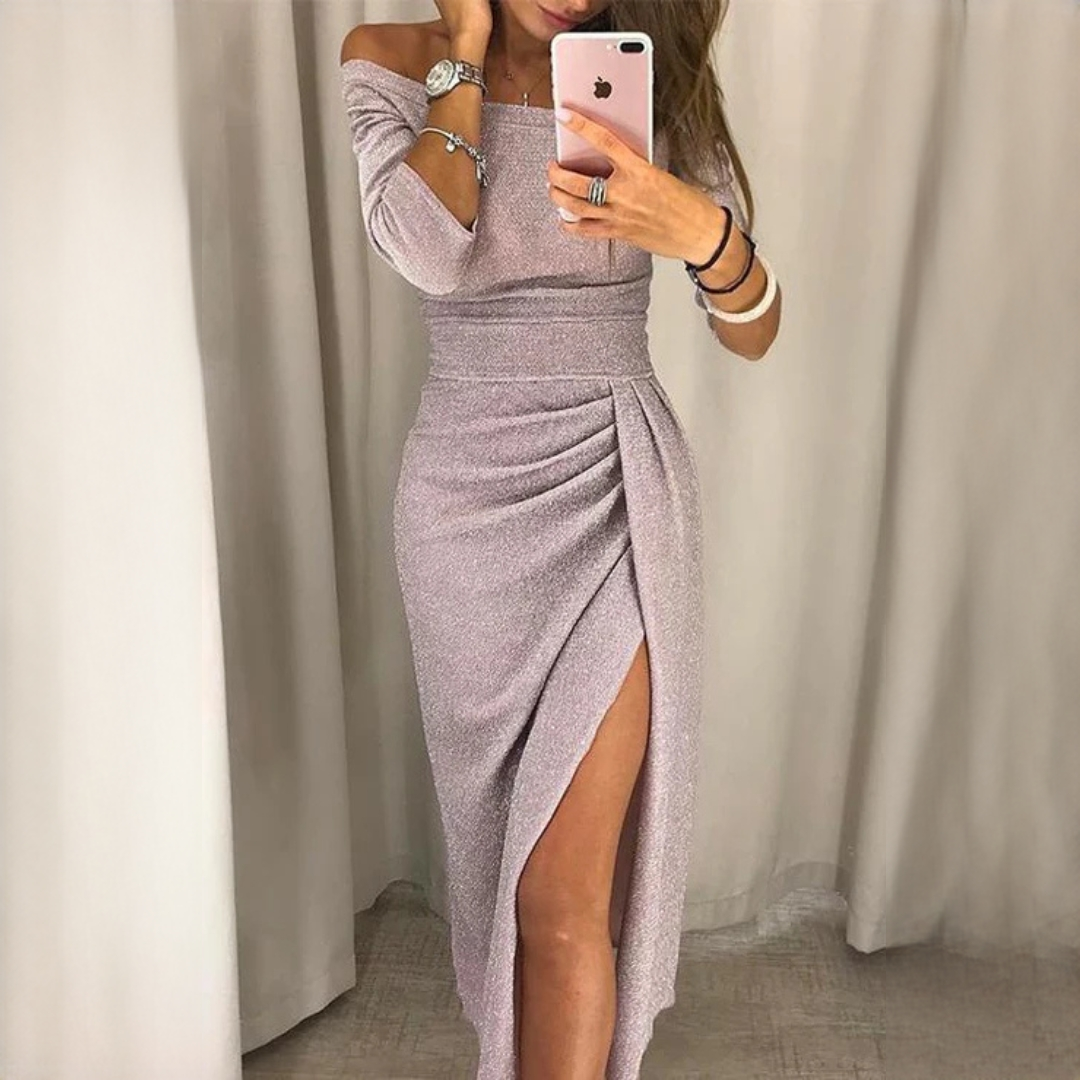 Leila - Elegancka sukienka maxi z zakładkami