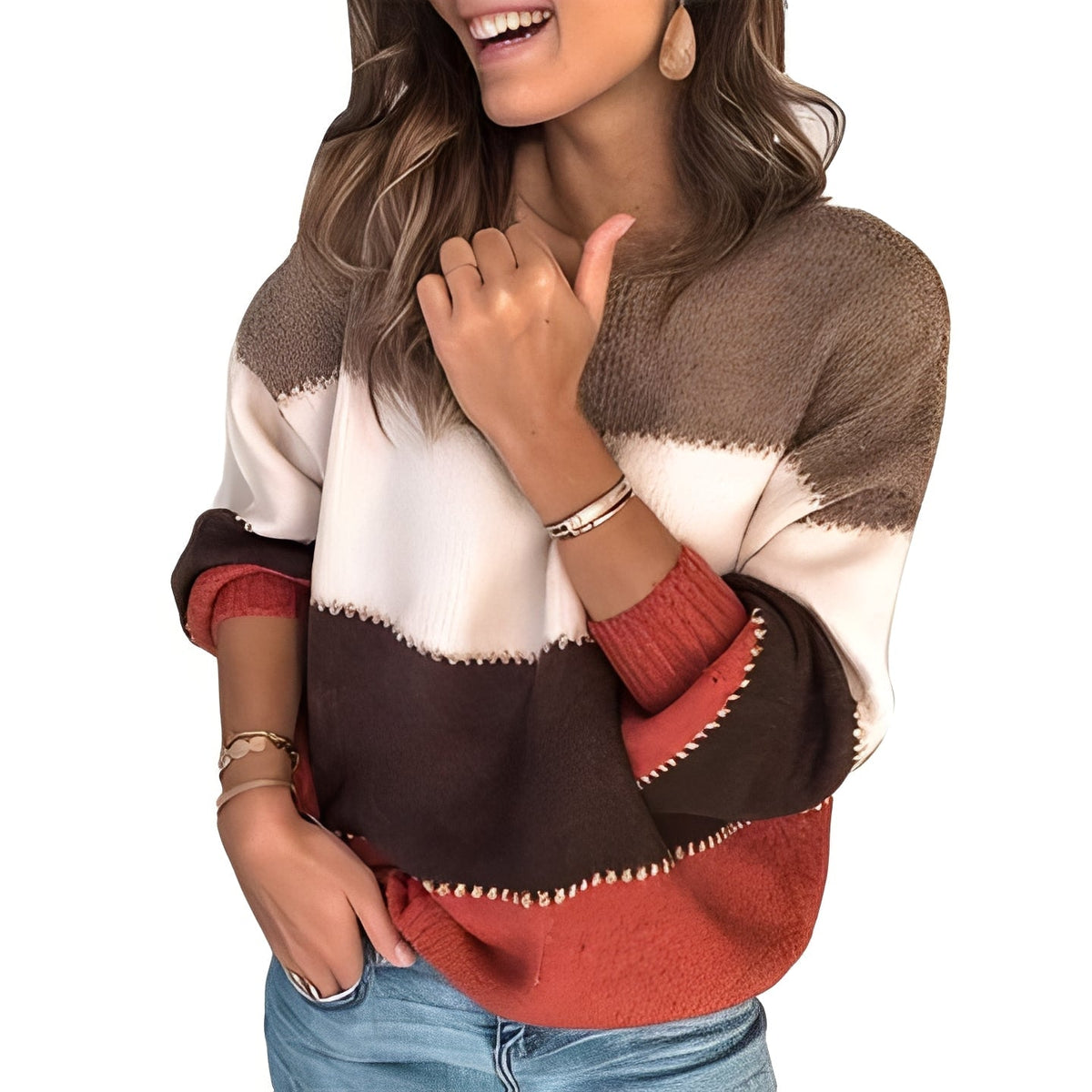 Aubrie - Komfortowy pasiasty sweter