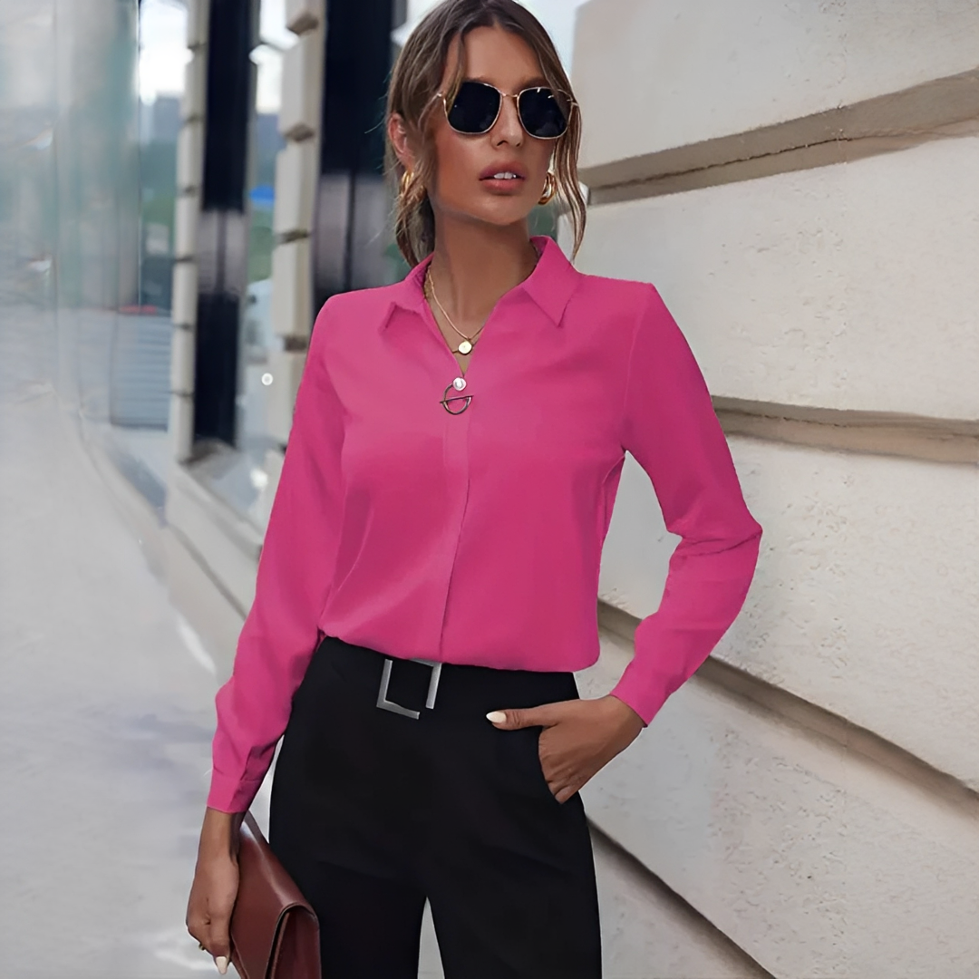 Sharlene - Stylowa Koszula z Długim Rękawem i Pół Guzikami