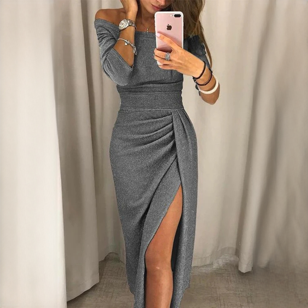 Leila - Elegancka sukienka maxi z zakładkami