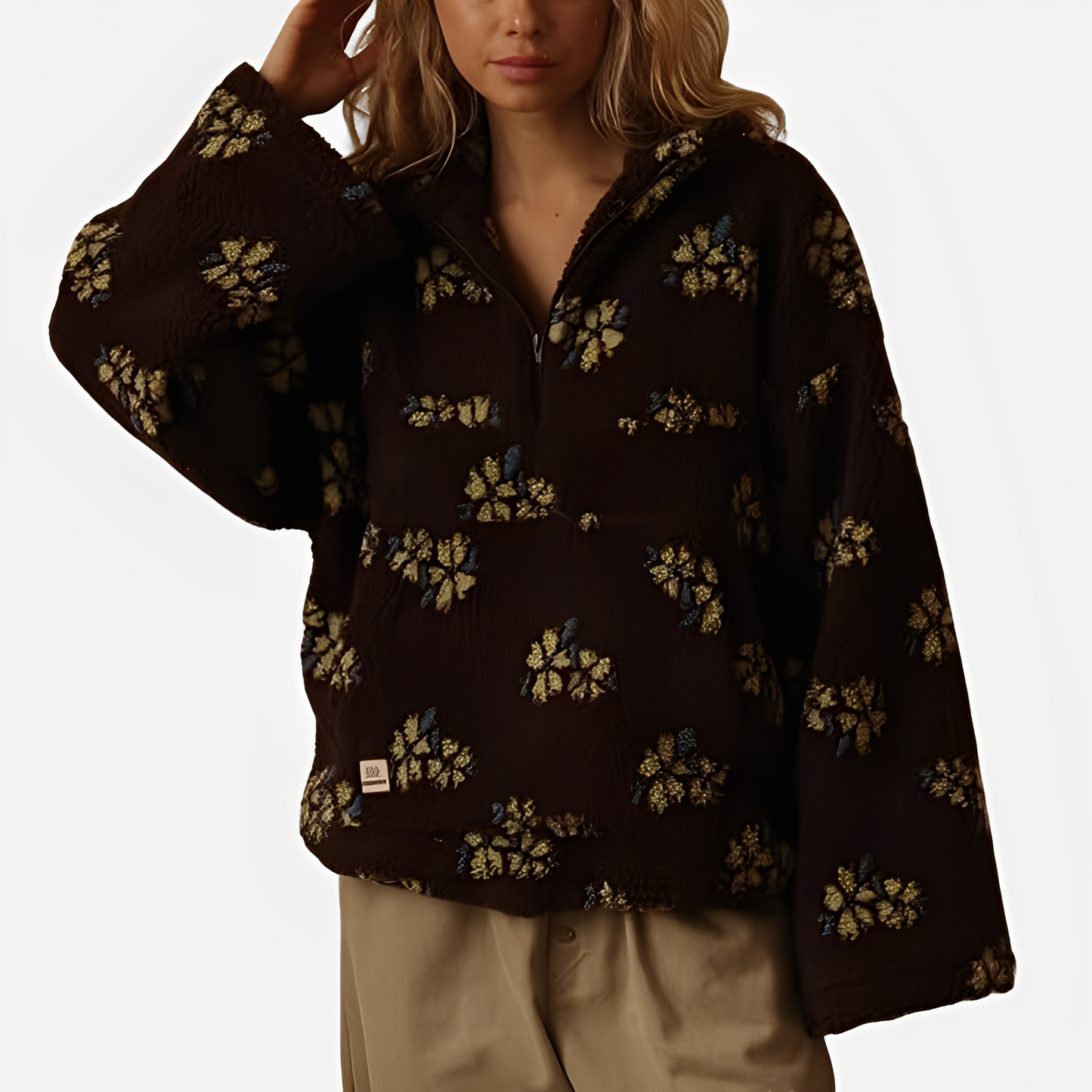 Elizabeth - Stylowy sweter z kwiatowymi wzorami