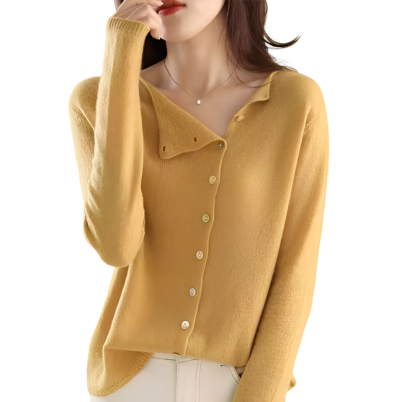 Joann - Stylowy, lekki damski sweter z guzikami