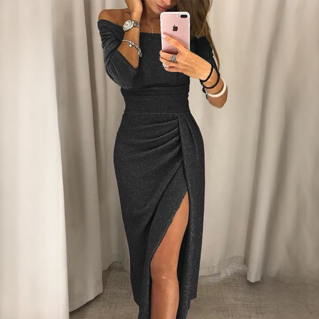 Leila - Elegancka sukienka maxi z zakładkami