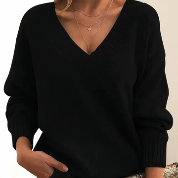 Leocadia - Elegancki sweter z dekoltem w serek