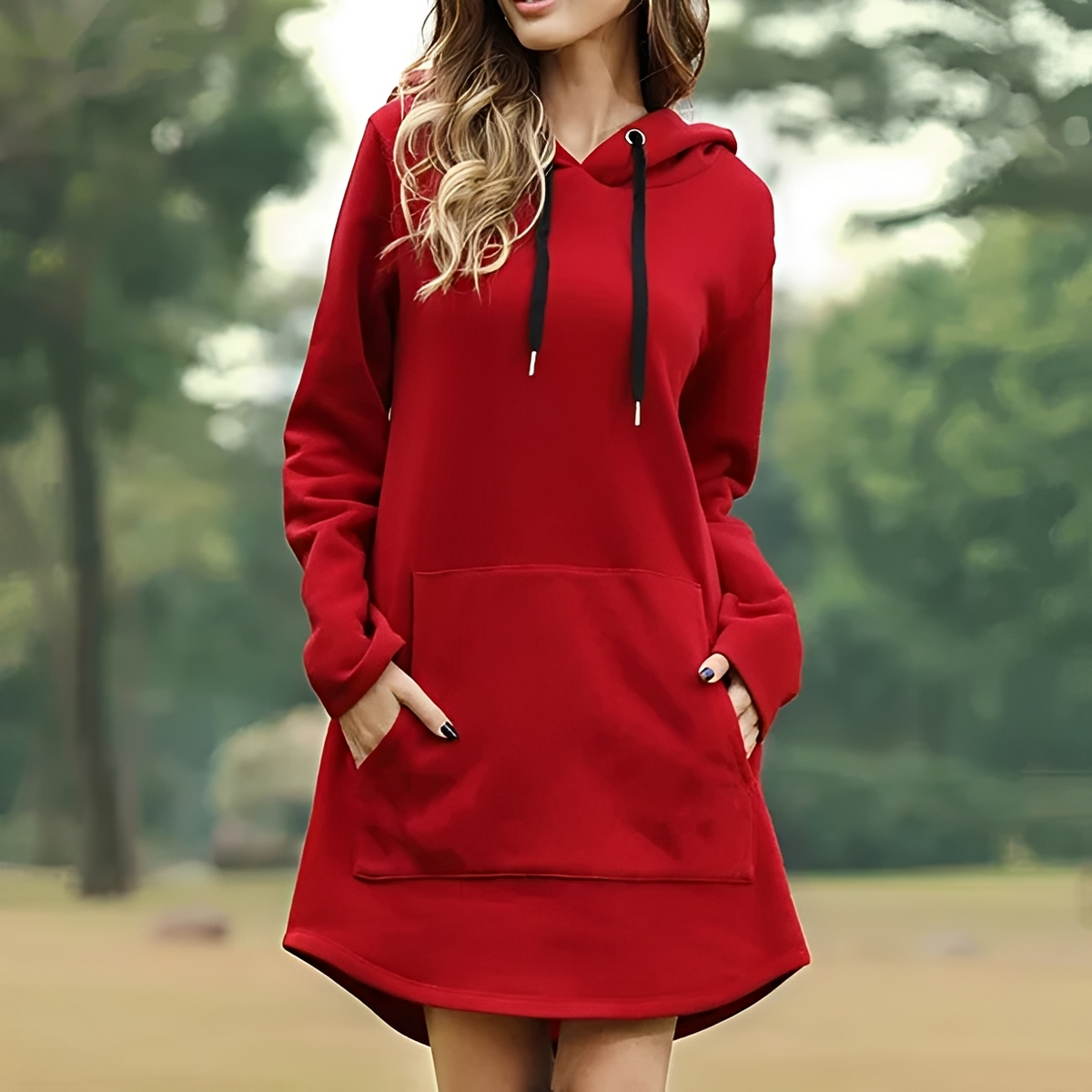 Juris - Elegancka krótka sukienka z kapturem