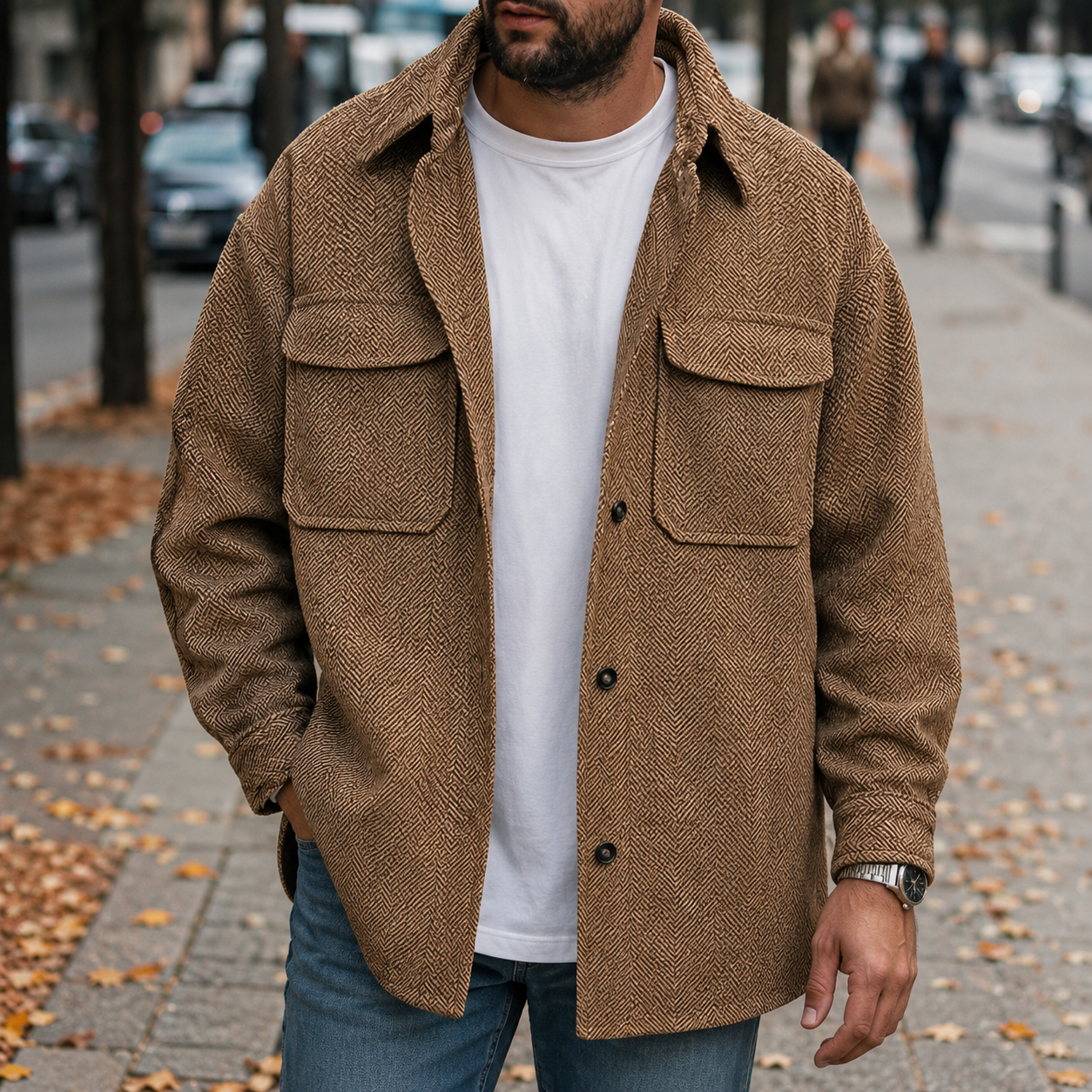 Finn - Luźna męska koszula overshirt z guzikami