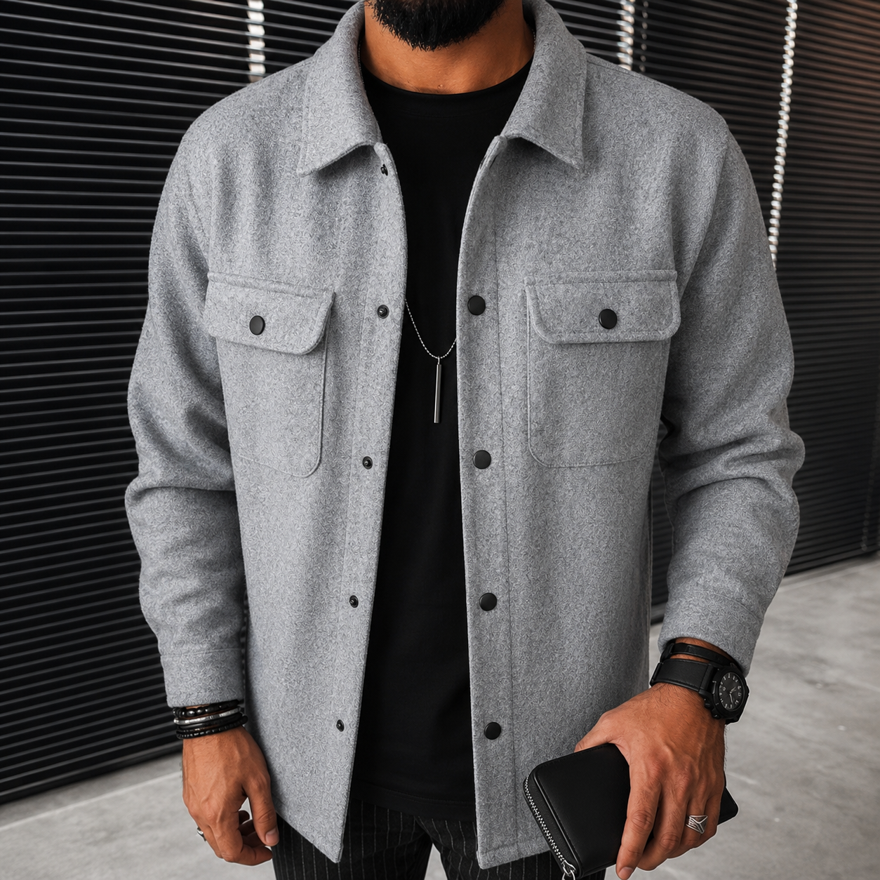 Finn - Luźna męska koszula overshirt z guzikami