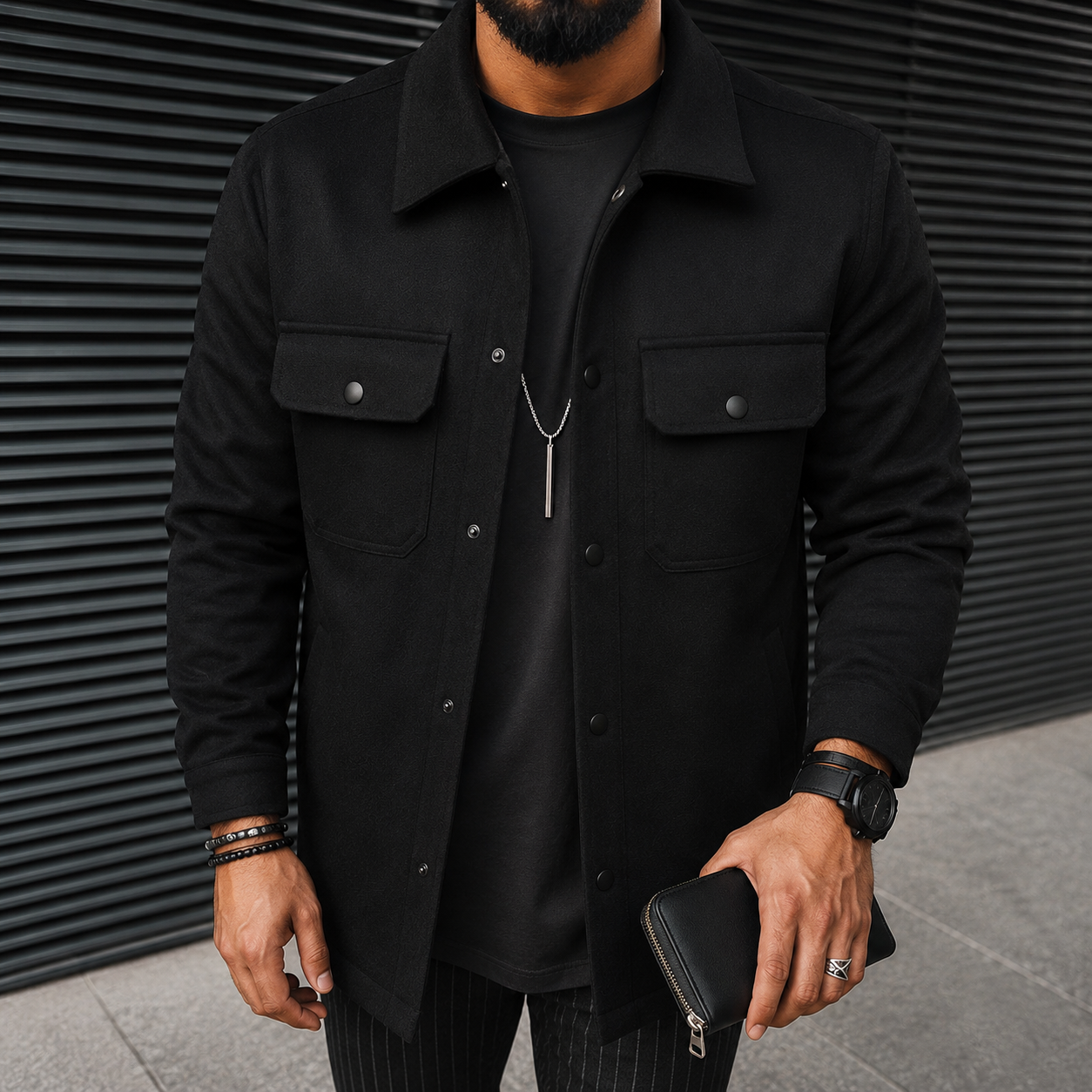 Finn - Luźna męska koszula overshirt z guzikami