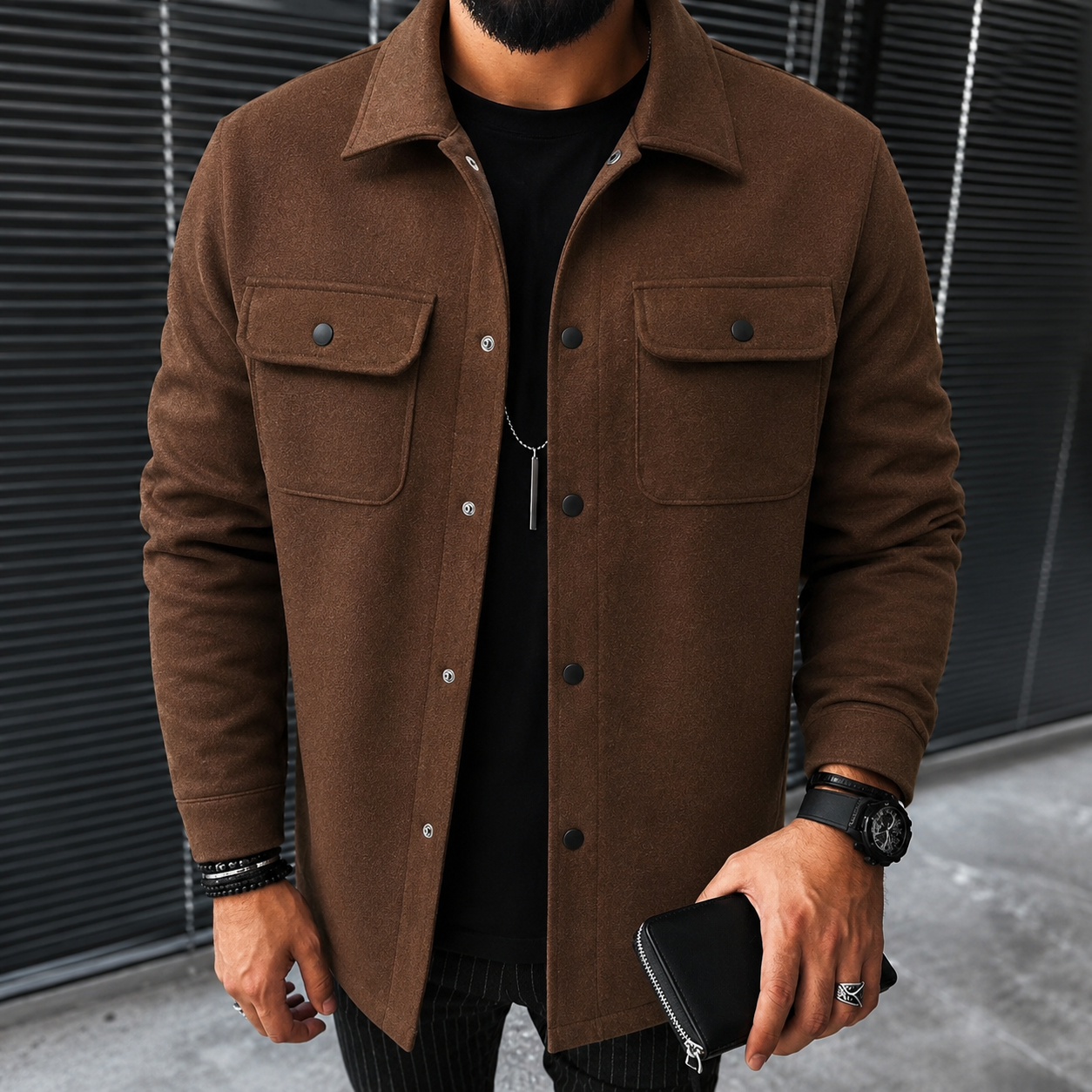 Finn - Luźna męska koszula overshirt z guzikami