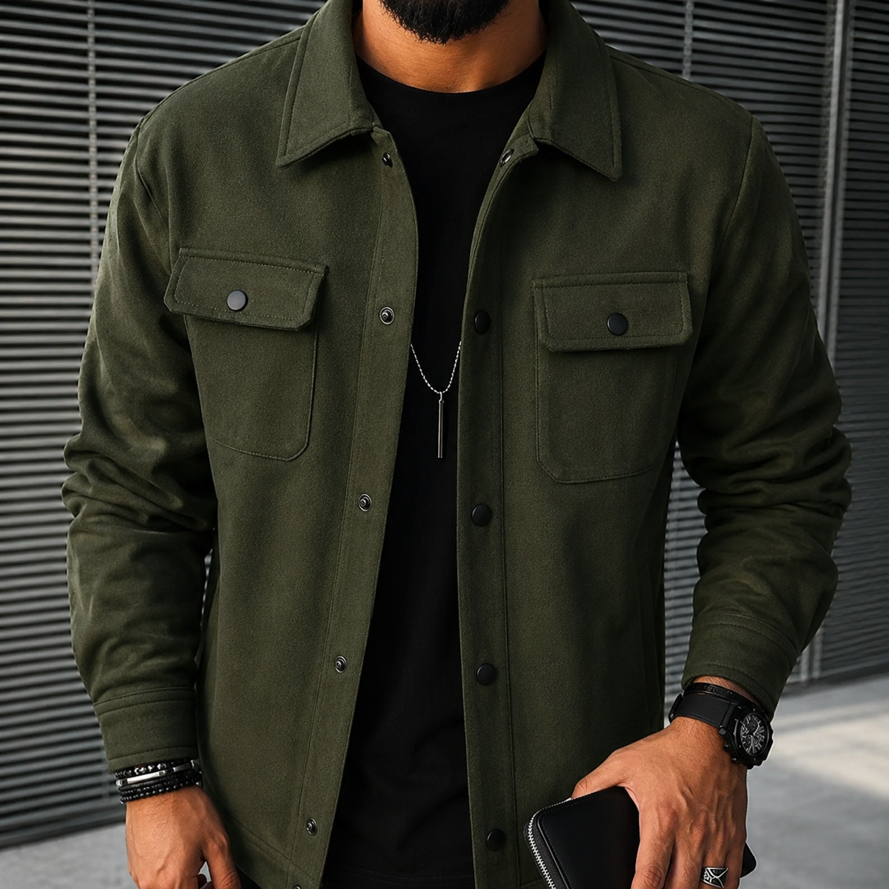 Finn - Luźna męska koszula overshirt z guzikami