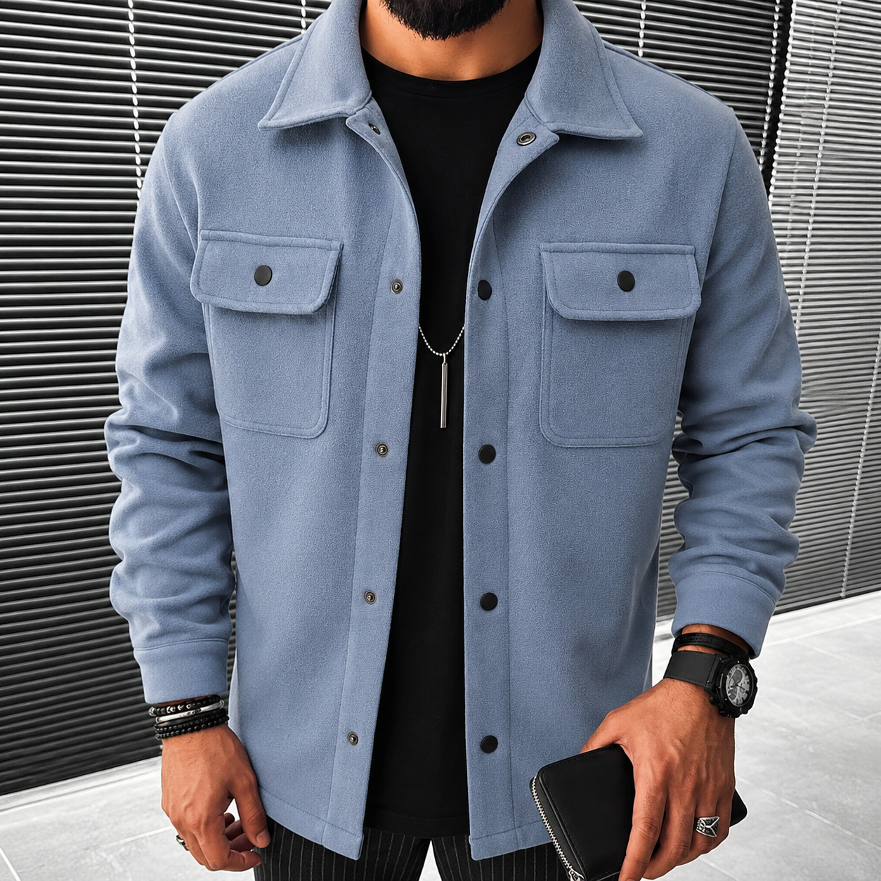 Finn - Luźna męska koszula overshirt z guzikami