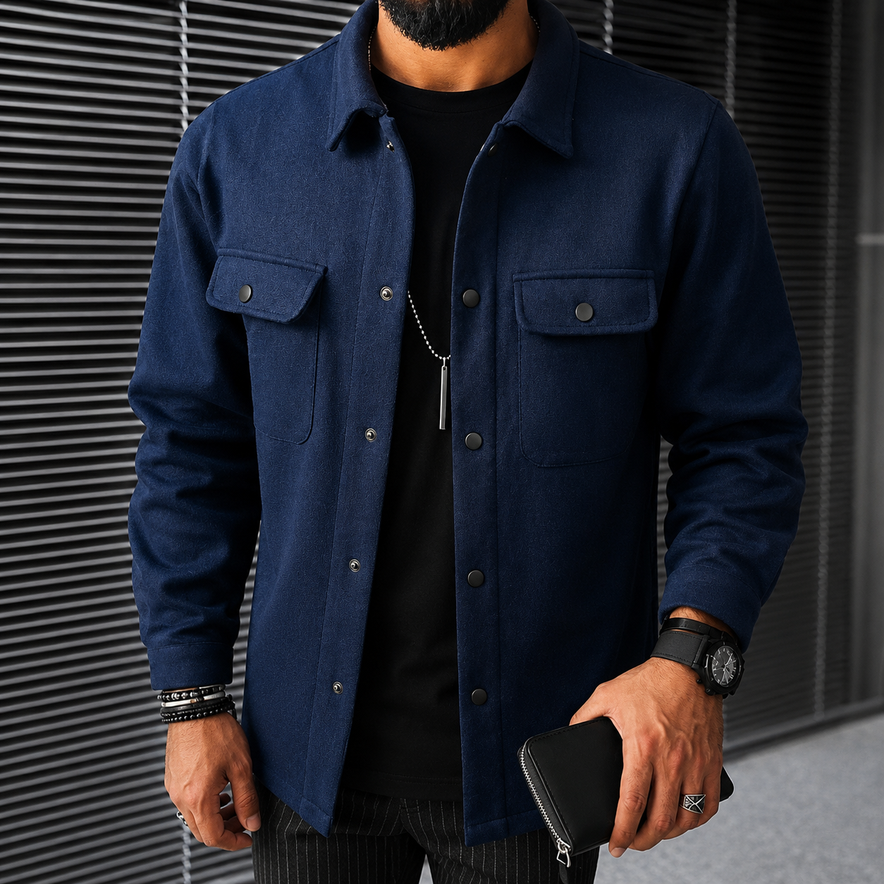 Finn - Luźna męska koszula overshirt z guzikami