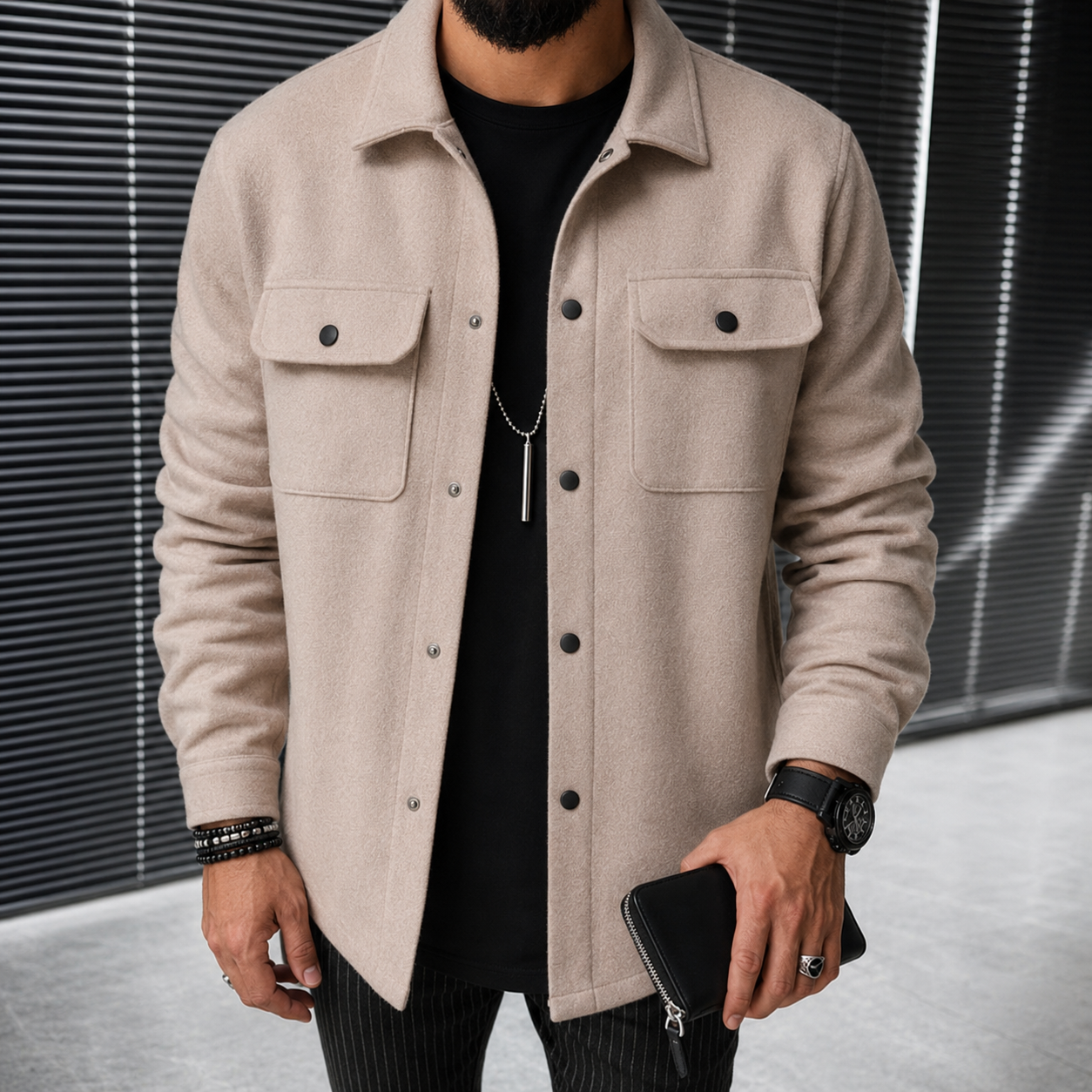 Finn - Luźna męska koszula overshirt z guzikami