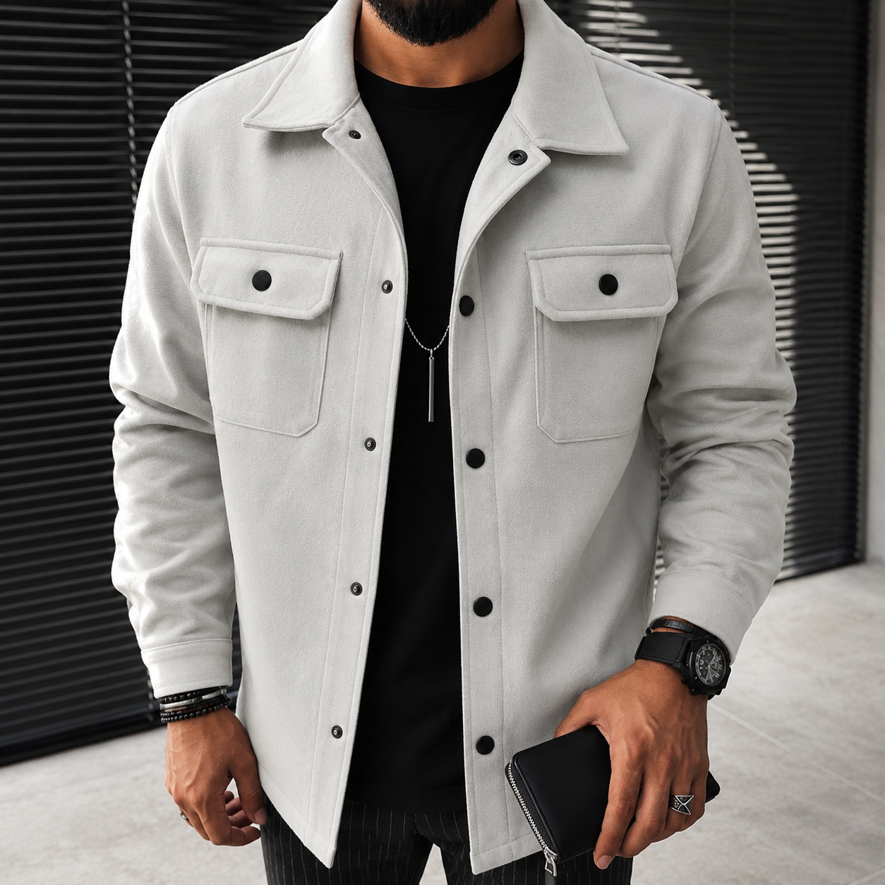 Finn - Luźna męska koszula overshirt z guzikami