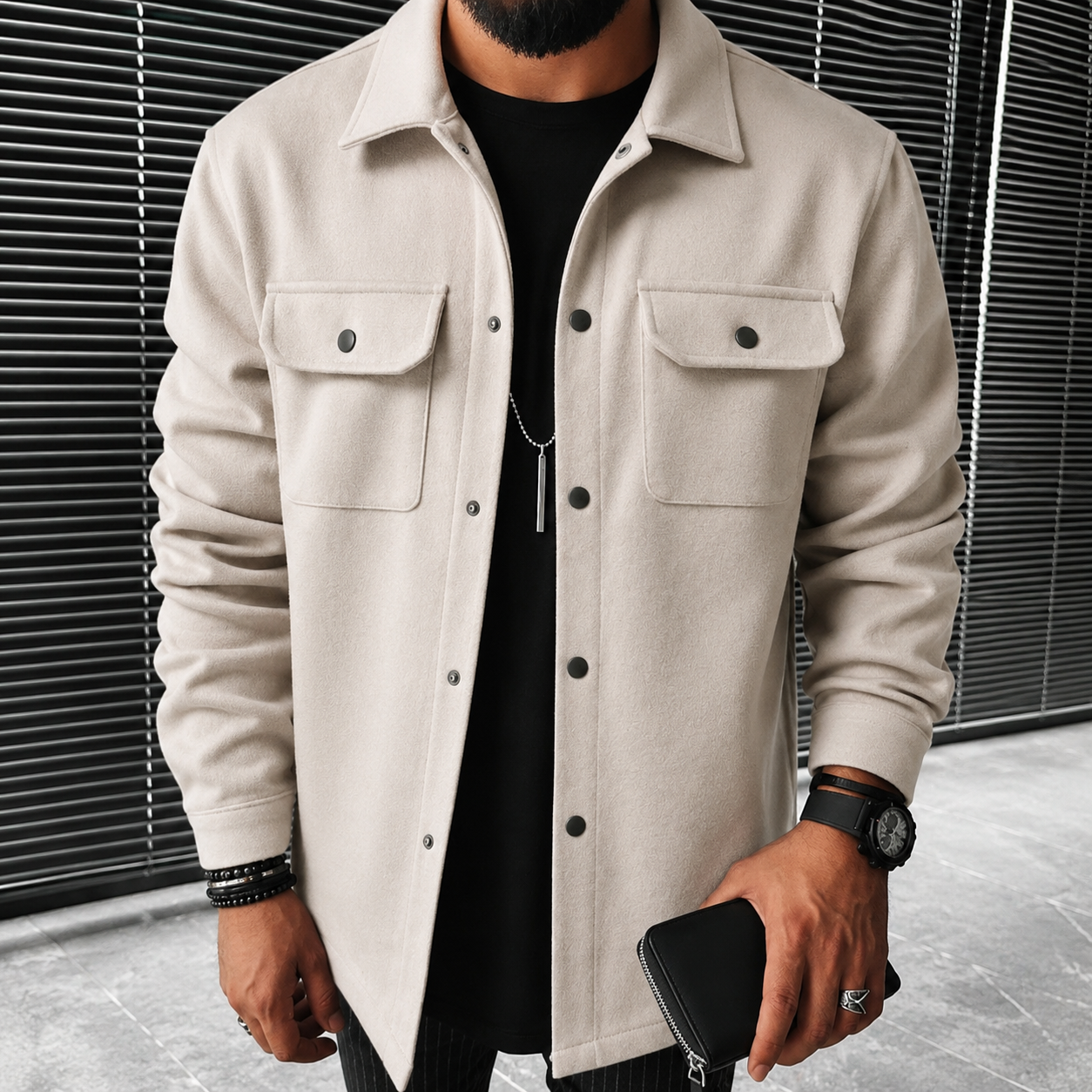Finn - Luźna męska koszula overshirt z guzikami