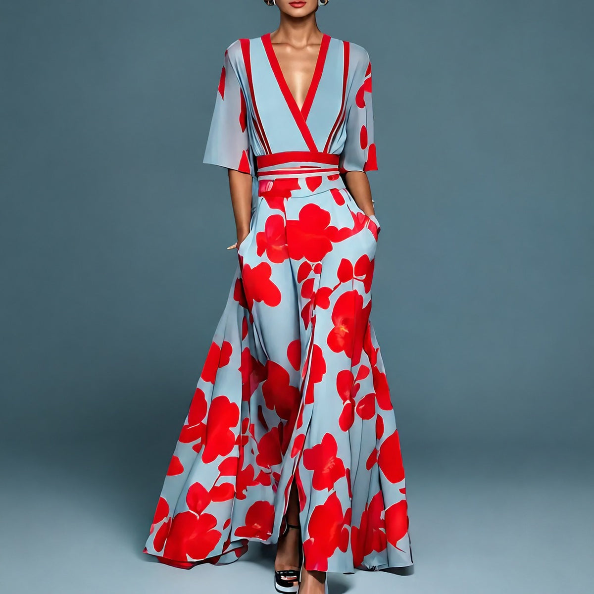 Jade - Stylowa Kwiatowa Sukienka Maxi