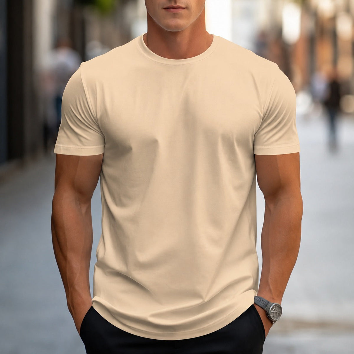 Owen - Swobodny, klasyczny T-shirt dla panów