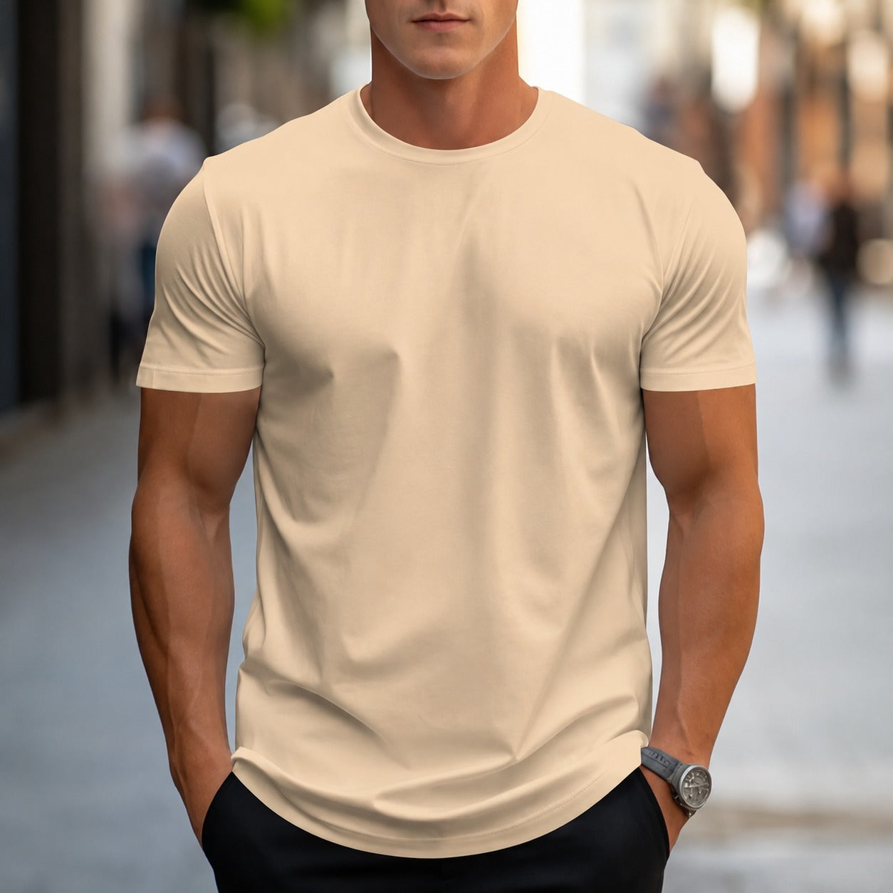 Owen - Swobodny, klasyczny T-shirt dla panów