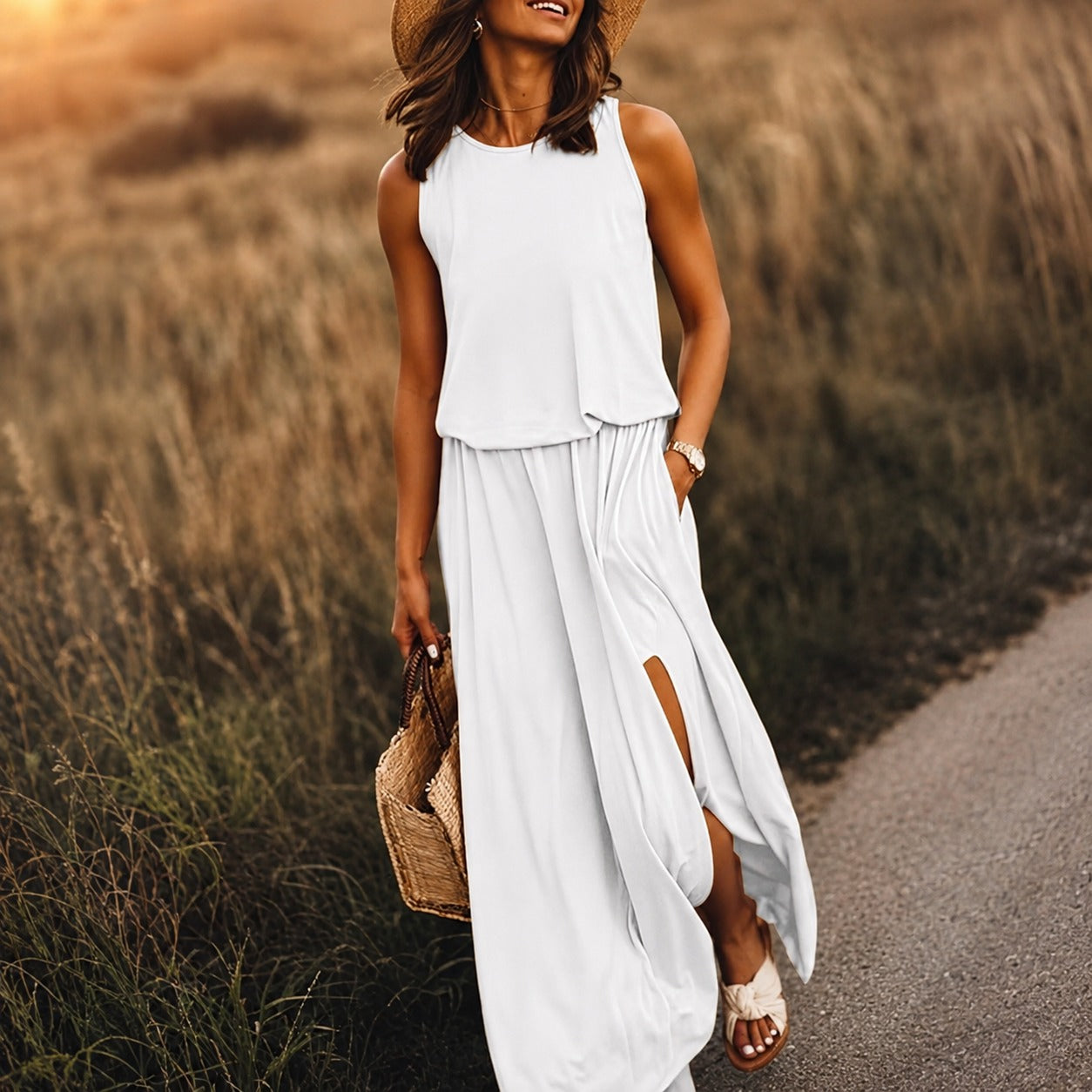Edna - Luźna sukienka maxi w stylu boho z modalu