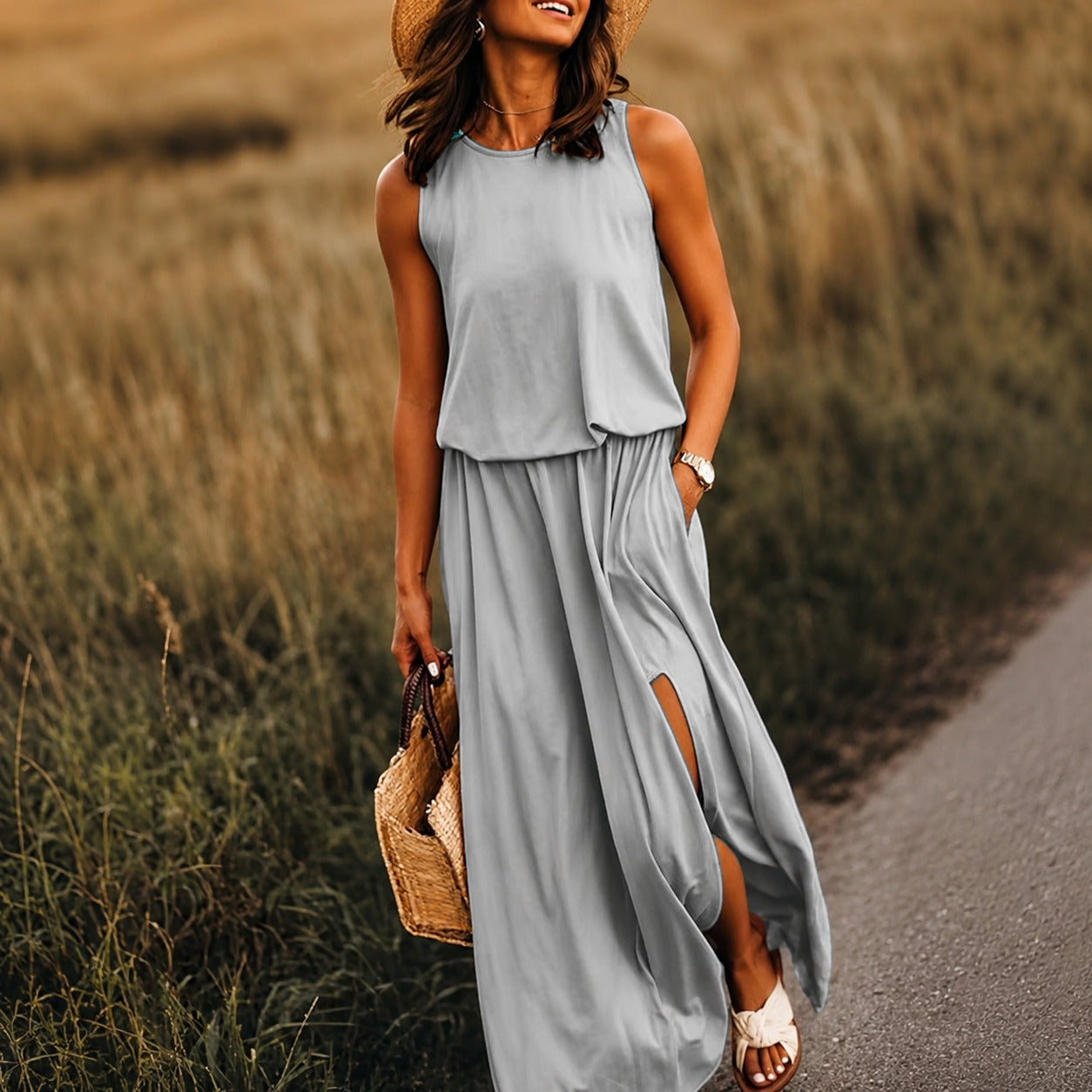 Edna - Luźna sukienka maxi w stylu boho z modalu