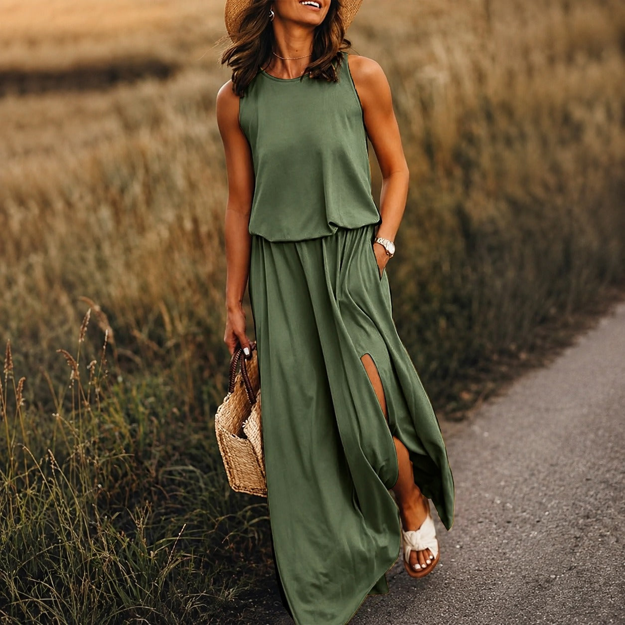 Edna - Luźna sukienka maxi w stylu boho z modalu