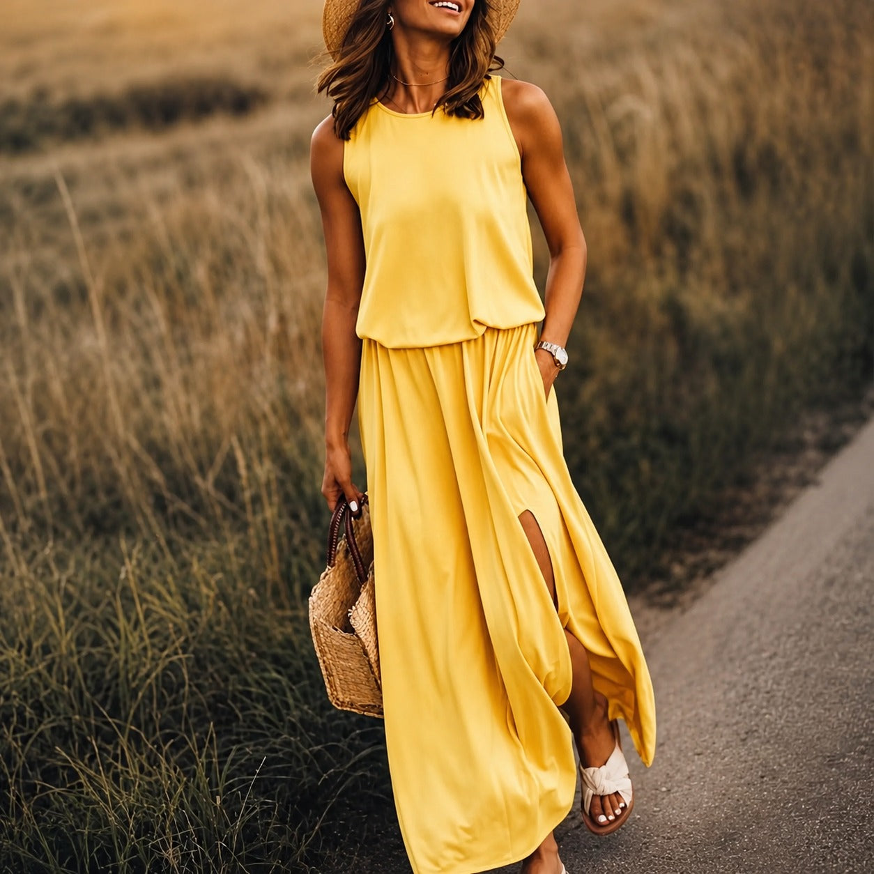 Edna - Luźna sukienka maxi w stylu boho z modalu