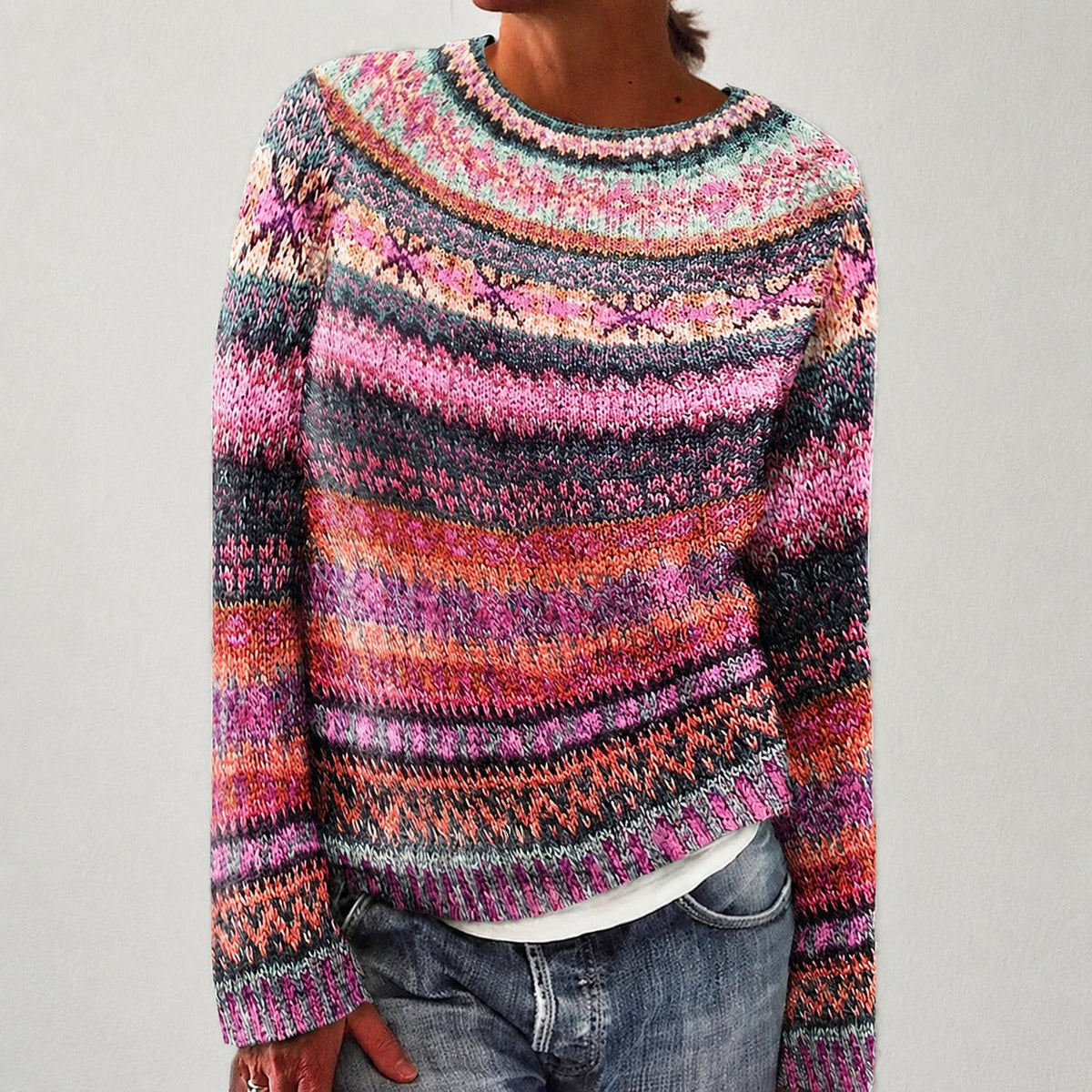 Olivia - Modny sweter z wzorem