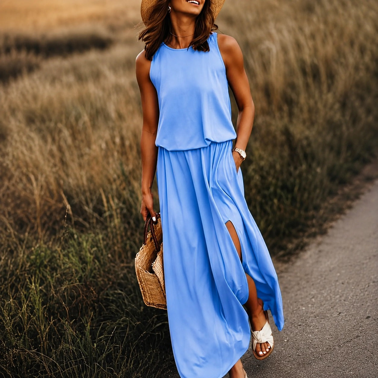 Edna - Luźna sukienka maxi w stylu boho z modalu