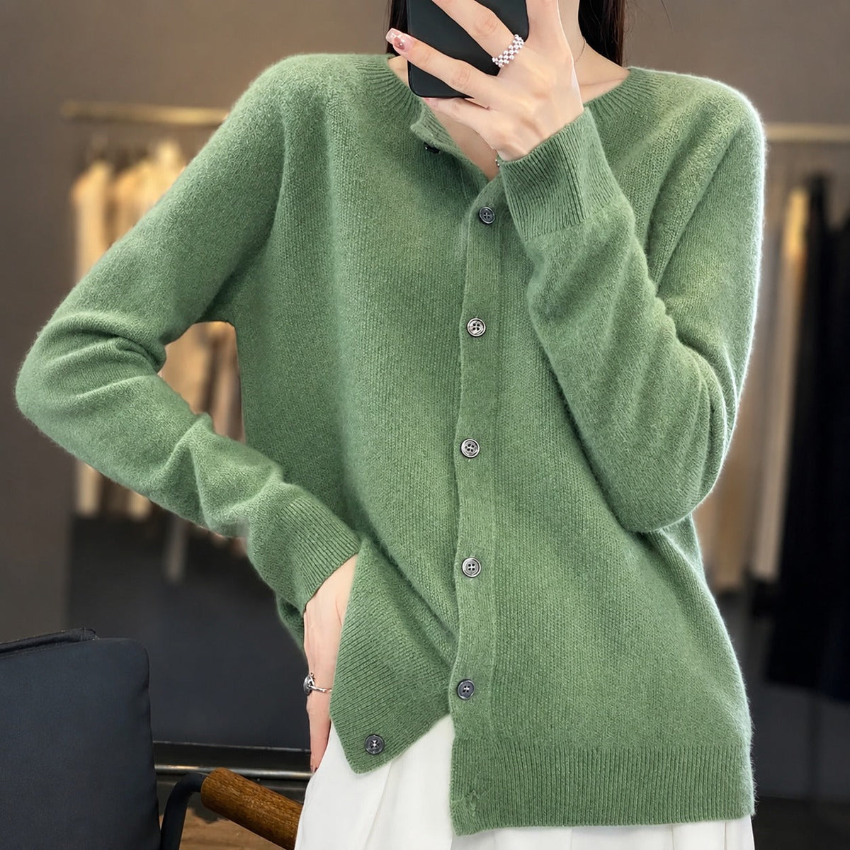 Ina - Stylowy Damski Sweter z Okrągłym Dekoltem