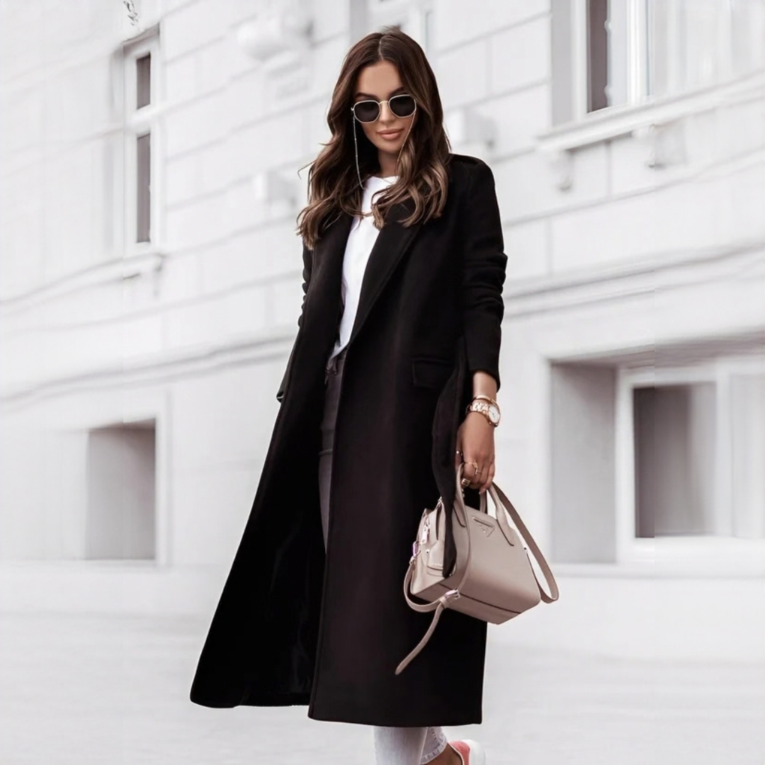 Haylie - Elegancki płaszcz z paskiem