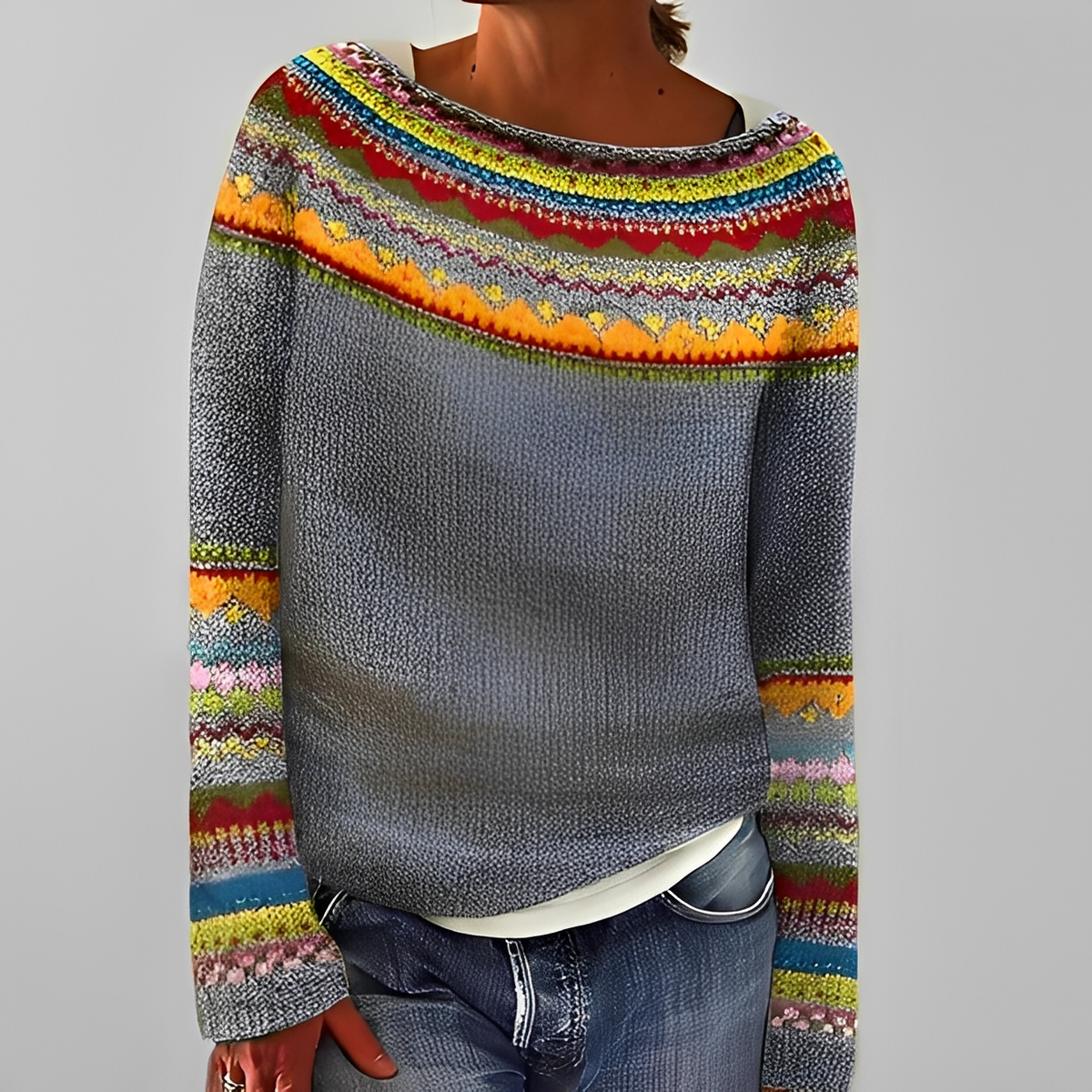 Liliane - Stylowy sweter z okrągłym dekoltem