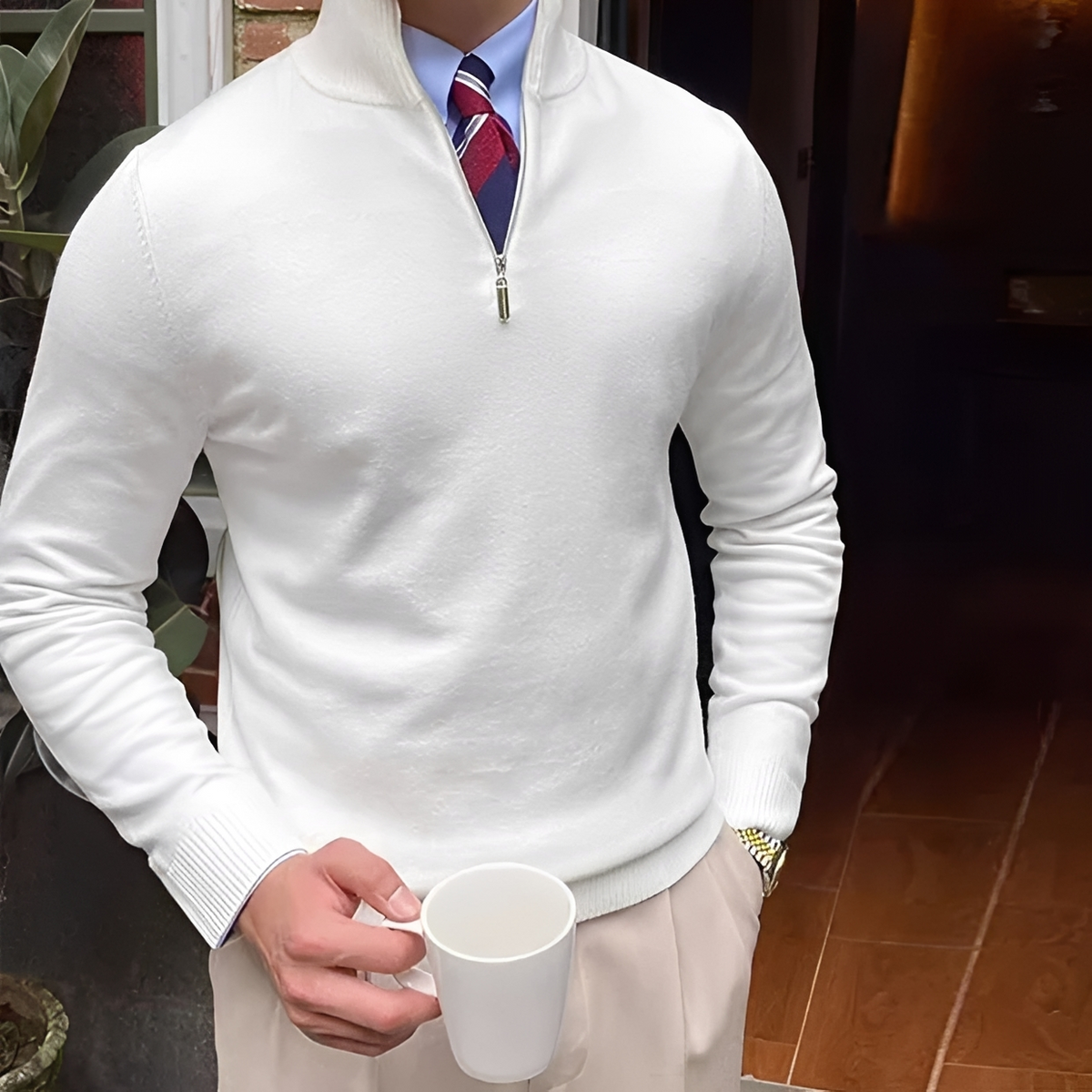 Sean - Komfortowy sweter z półzamkiem