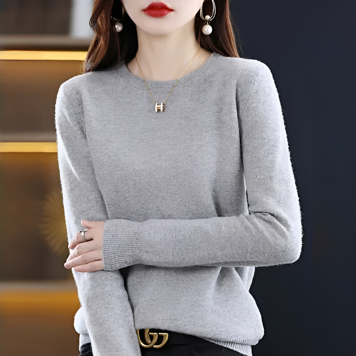 Shynna - Stylowy i subtelny sweter z okrągłym dekoltem