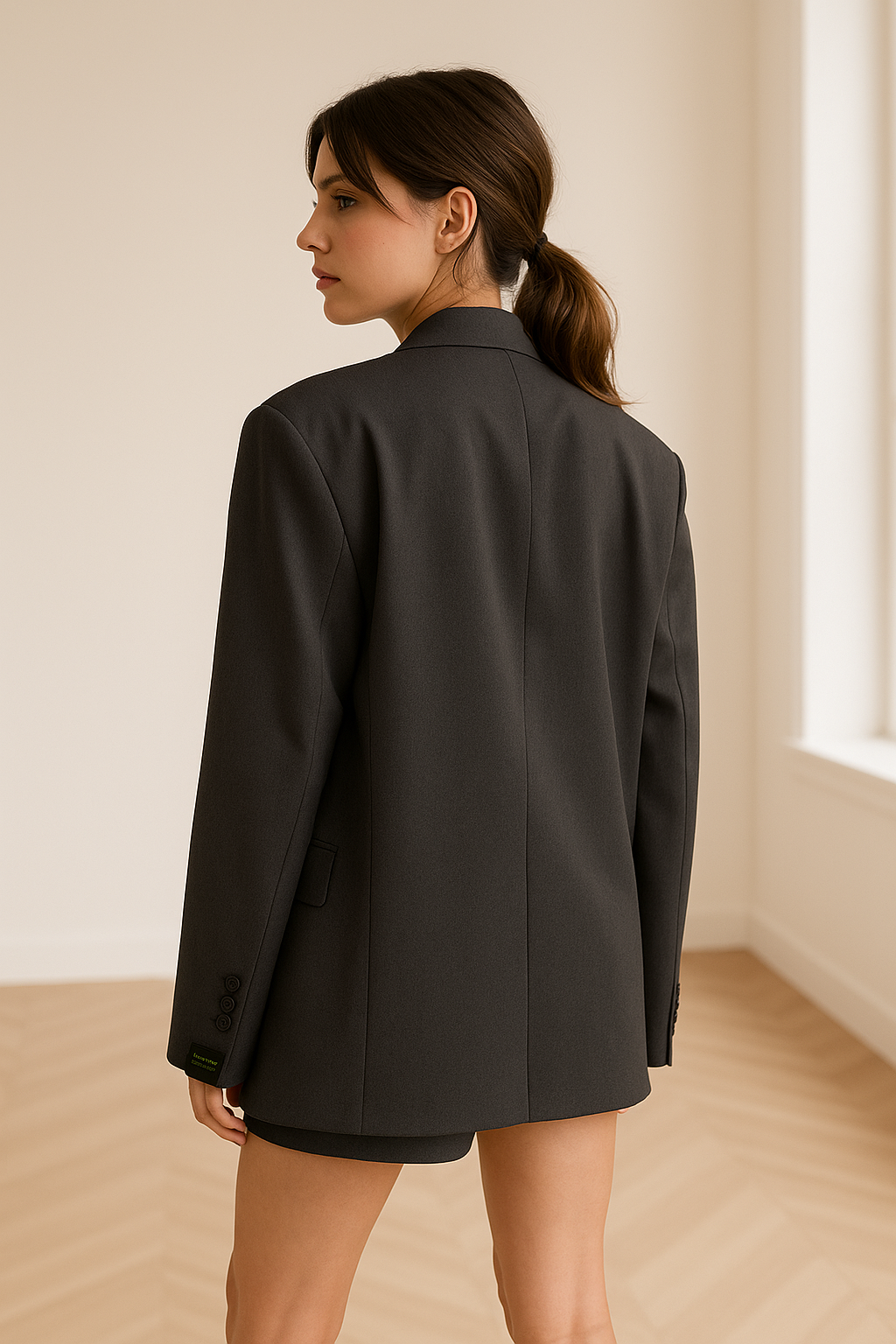 Dámský oversized blazer s knoflíkovou zapínáním a klopami notched lapels
