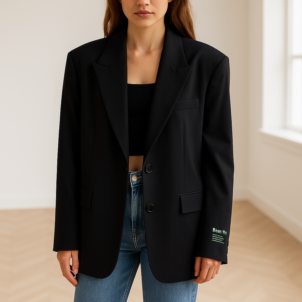 Dámský oversized blazer s knoflíkovou zapínáním a klopami notched lapels
