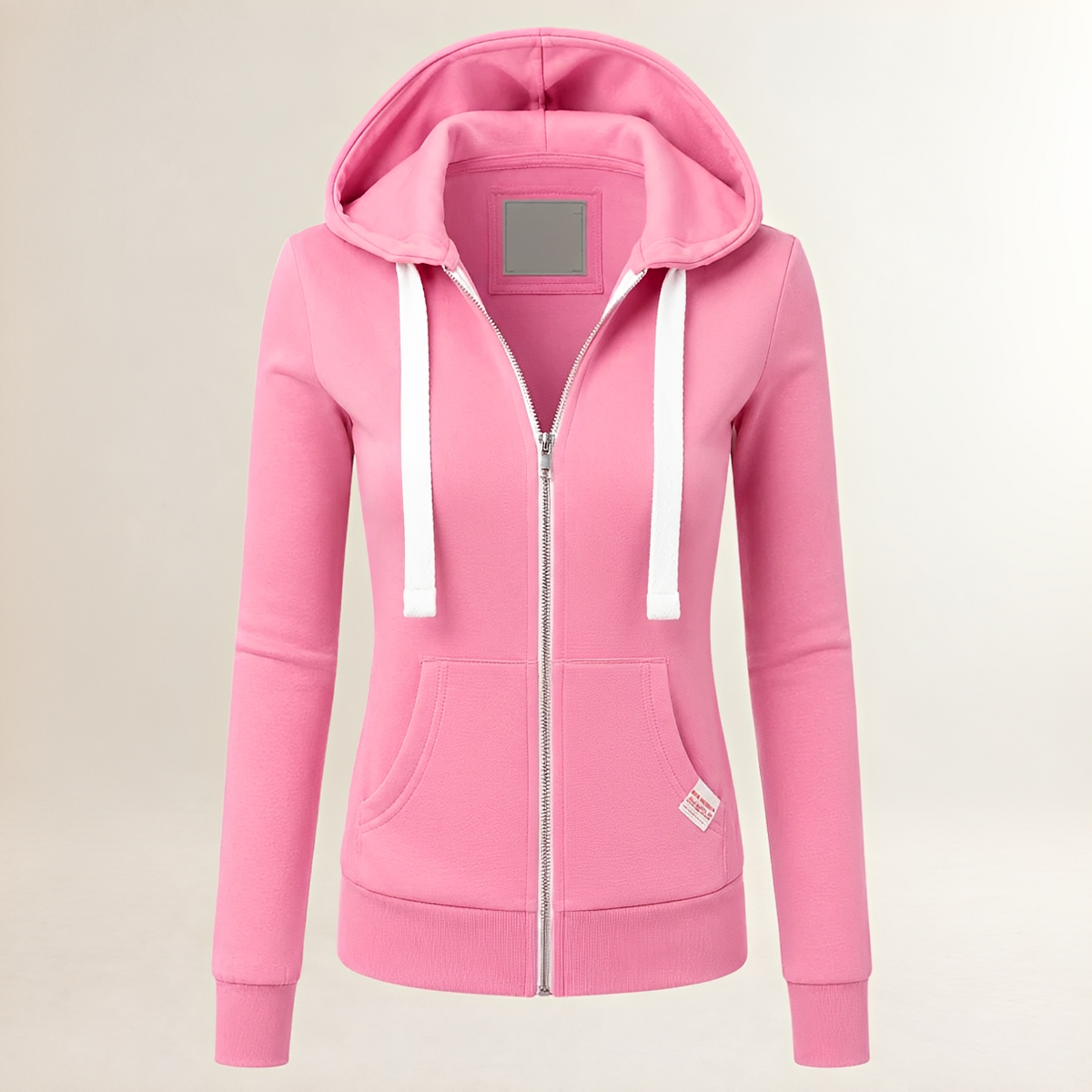 Damska bluza zip-up z dopasowanym krojem - długie rękawy, kangurka, różne rozmiary